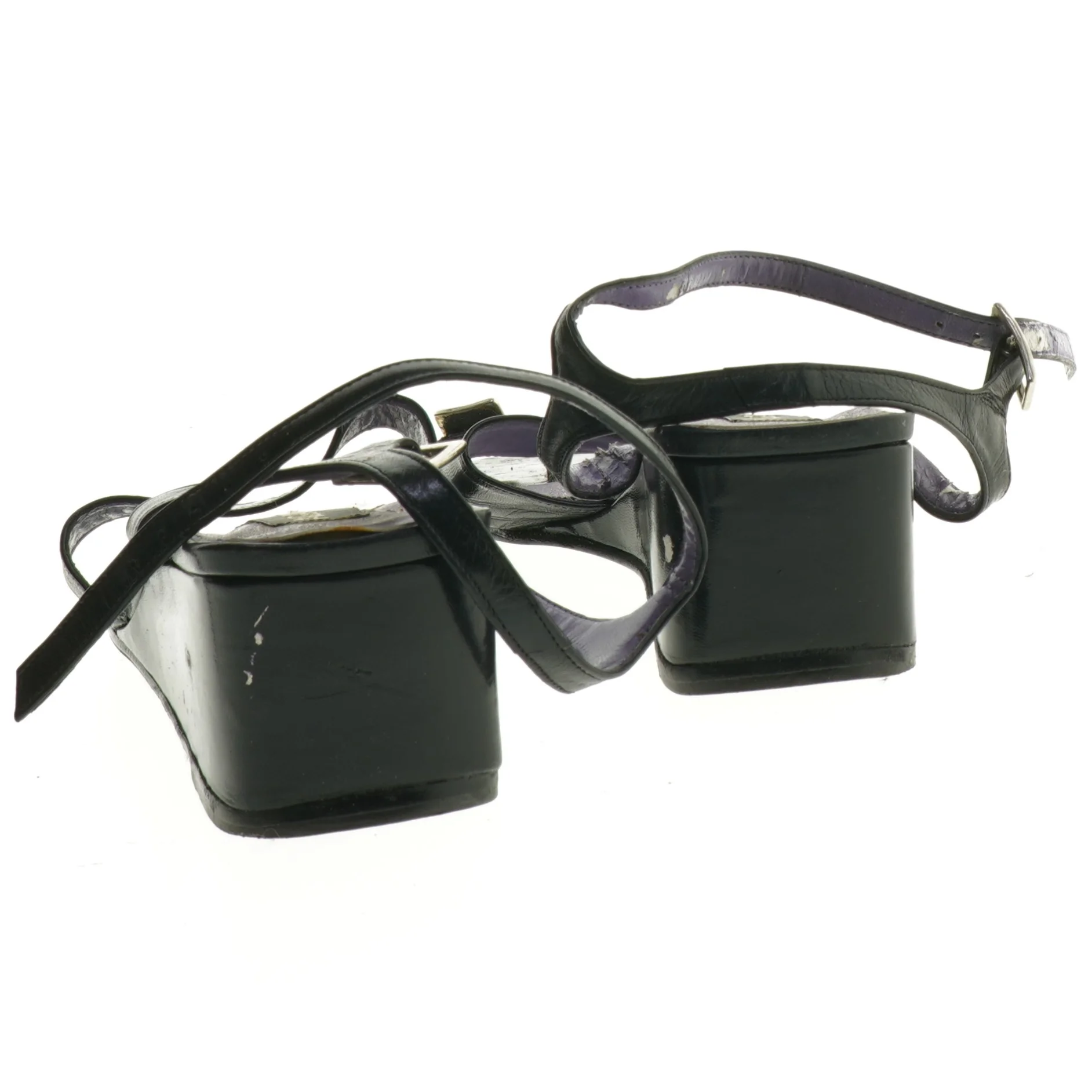 Sorte kilehælsandaler fra Again Og Again (str. 39)