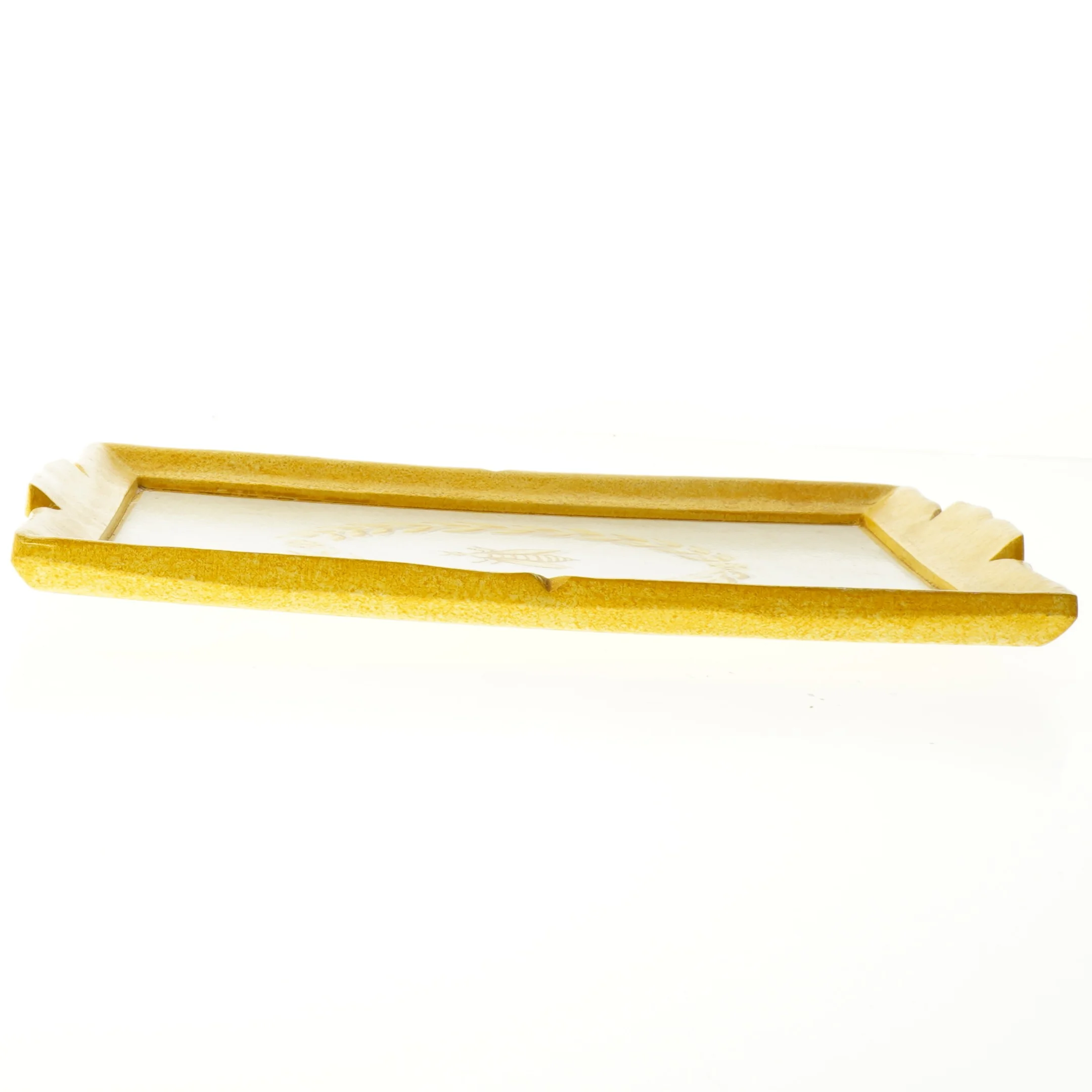 Gul dekorativ bakke fra J Og Y Crossman (str. 30 x 23 cm)