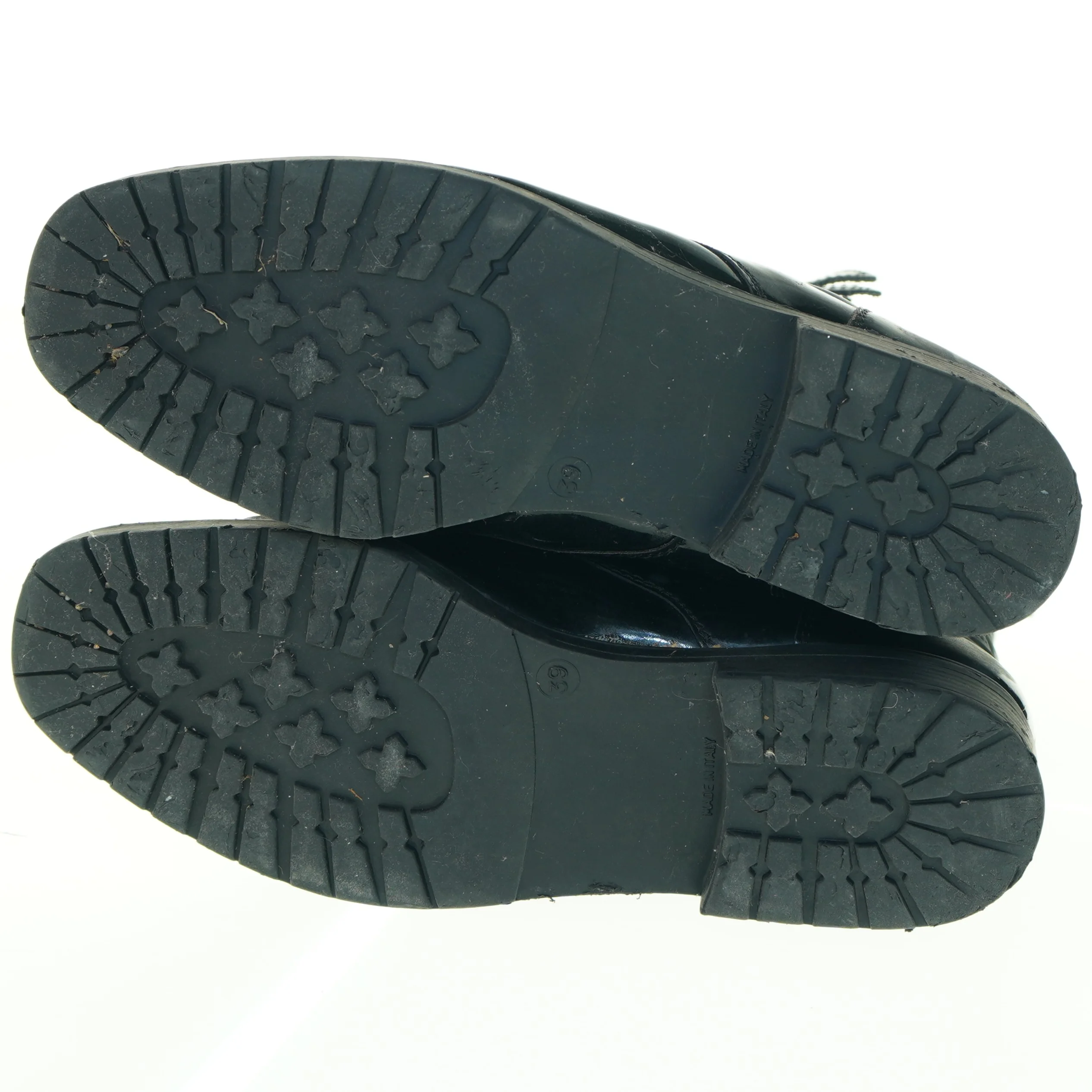 Sorte snørestøvler med spænder (str. 39)