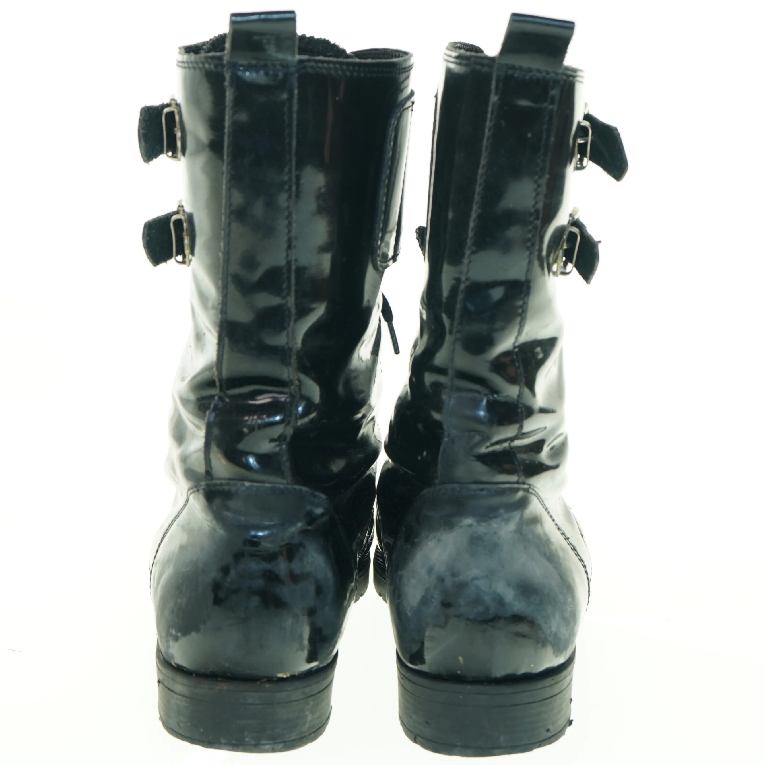 Sorte snørestøvler med spænder (str. 39)