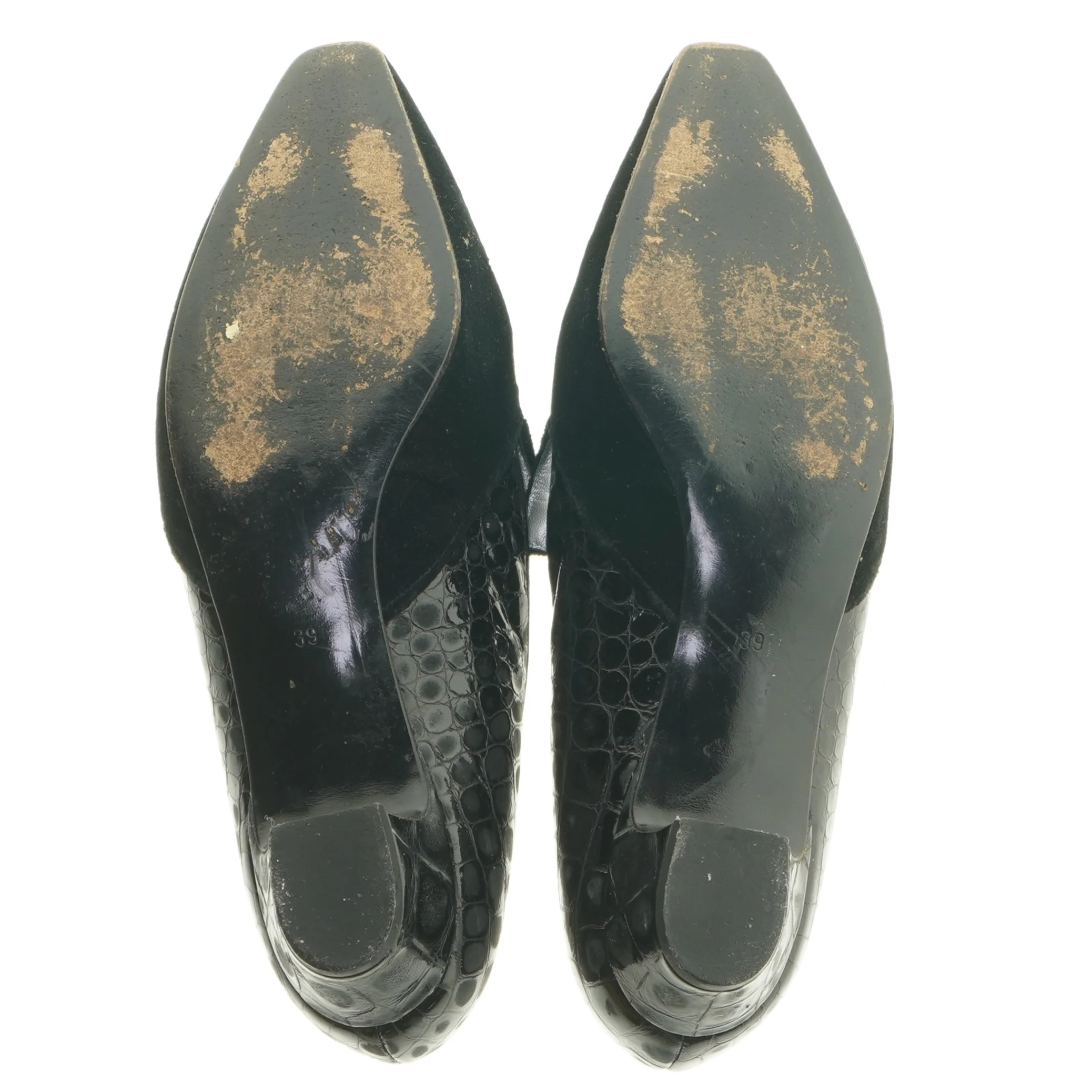 Sorte damesko med hæl og broderi fra Laurél (str. 39)