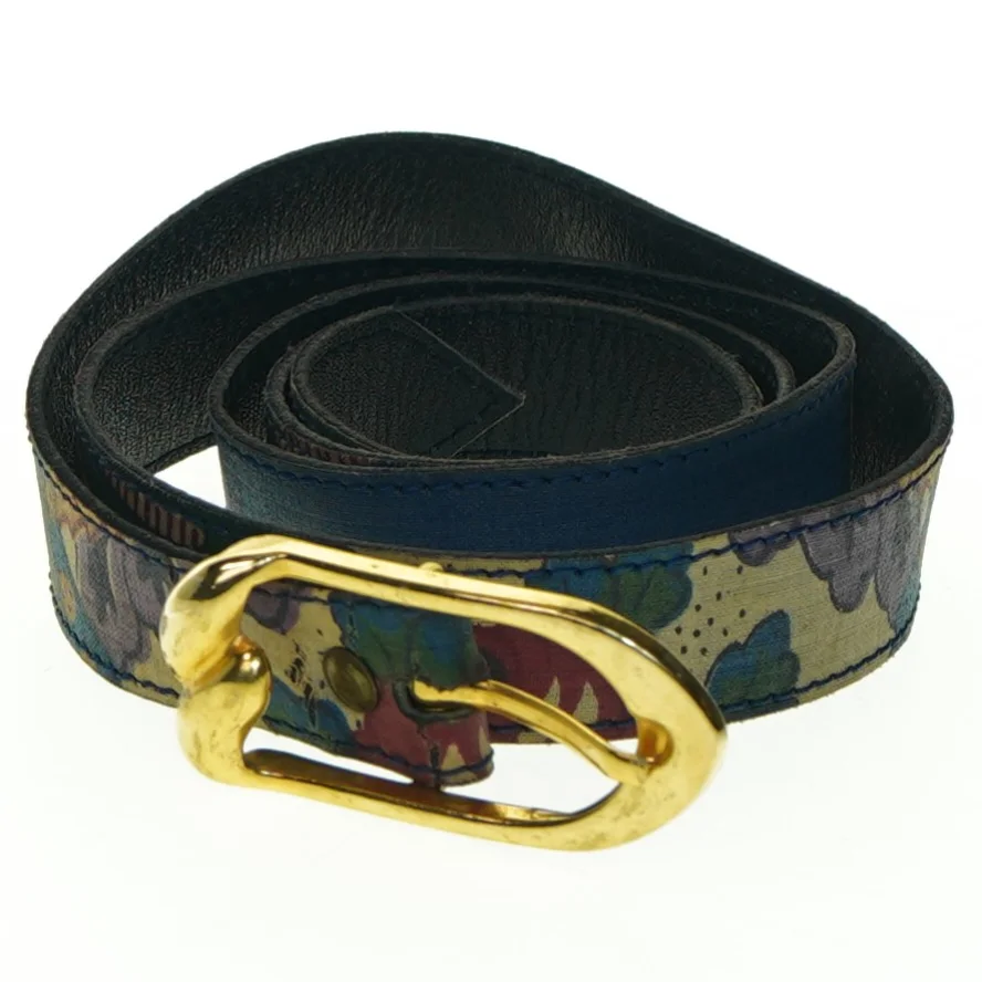 Blomstret b&aelig;lte med guldsp&aelig;nde (str. L&aelig;ngde. 94 cm. b 2 cm)