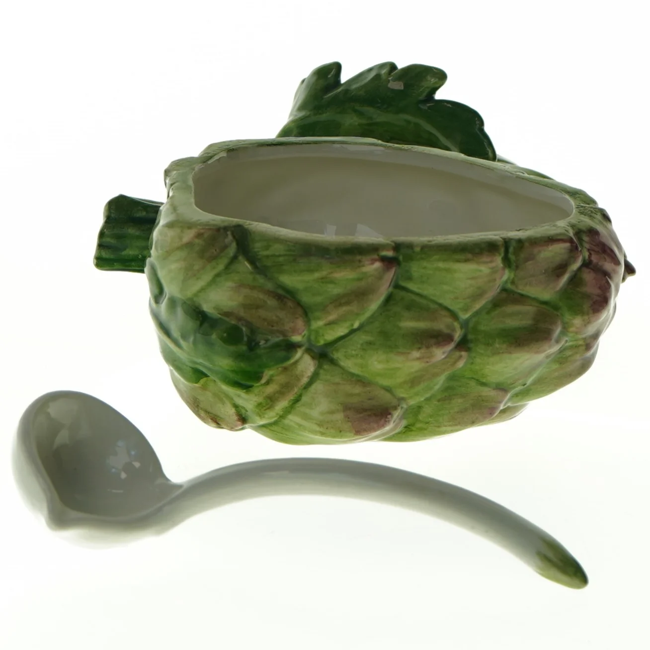 Artiskokformet krukke med ske (str. 13 x. 10,5 cm)