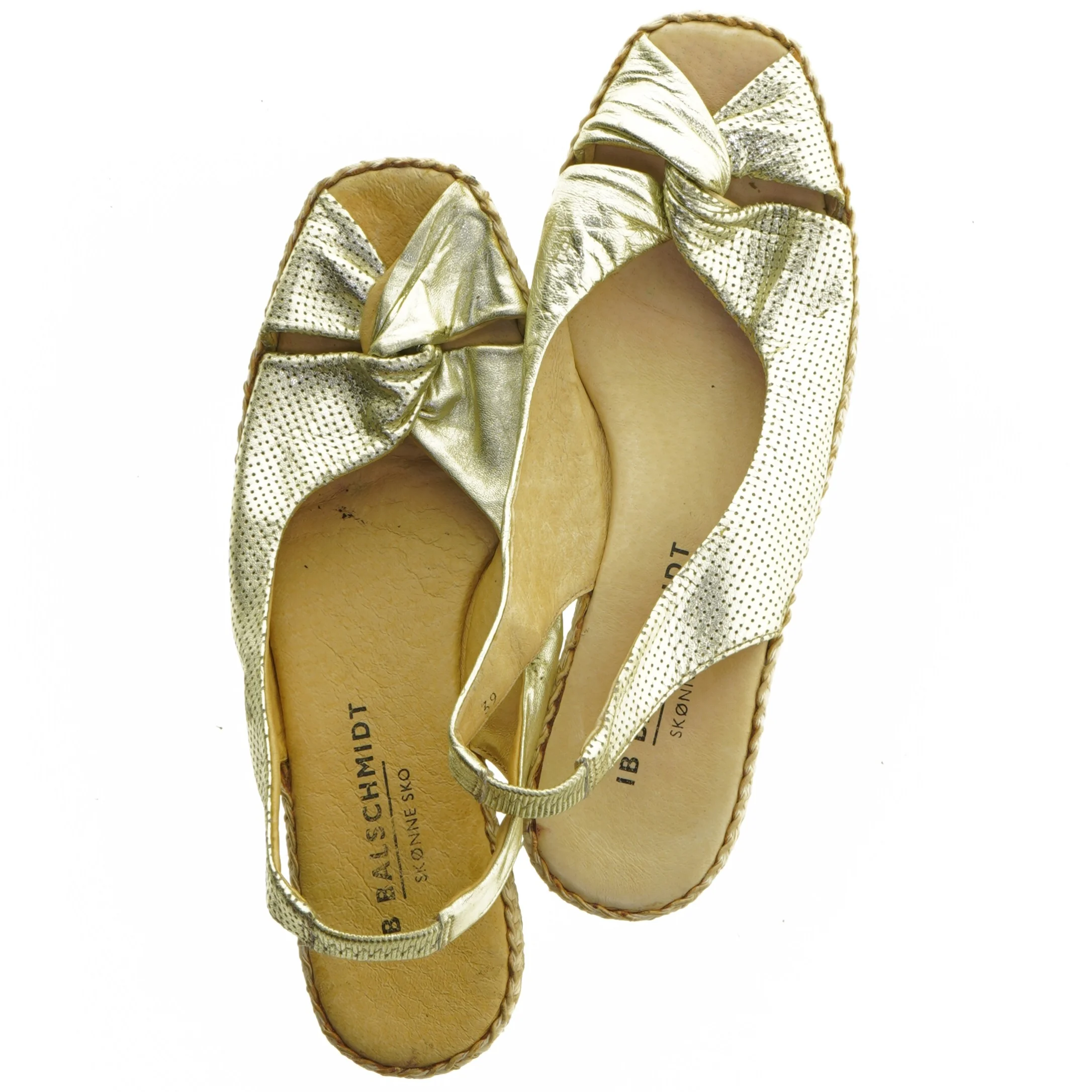 Guld farvede espadriller fra Ib Balschmidt (str. 39)