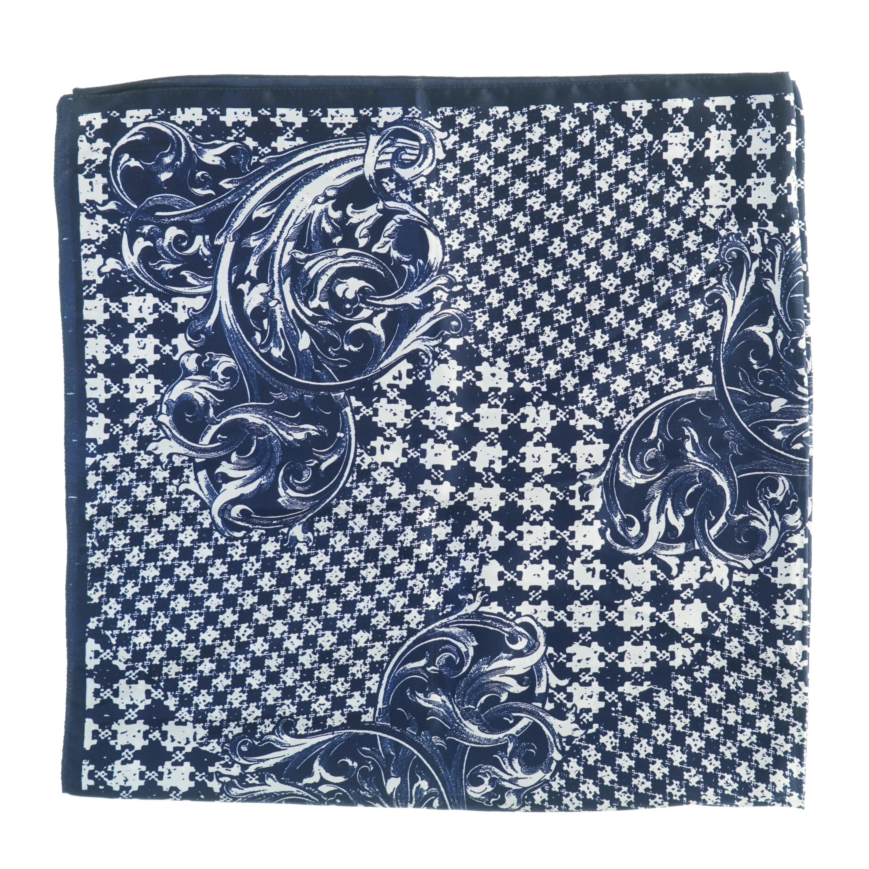 Blåt og hvidt tørklæde (str. 85 x 85 cm)