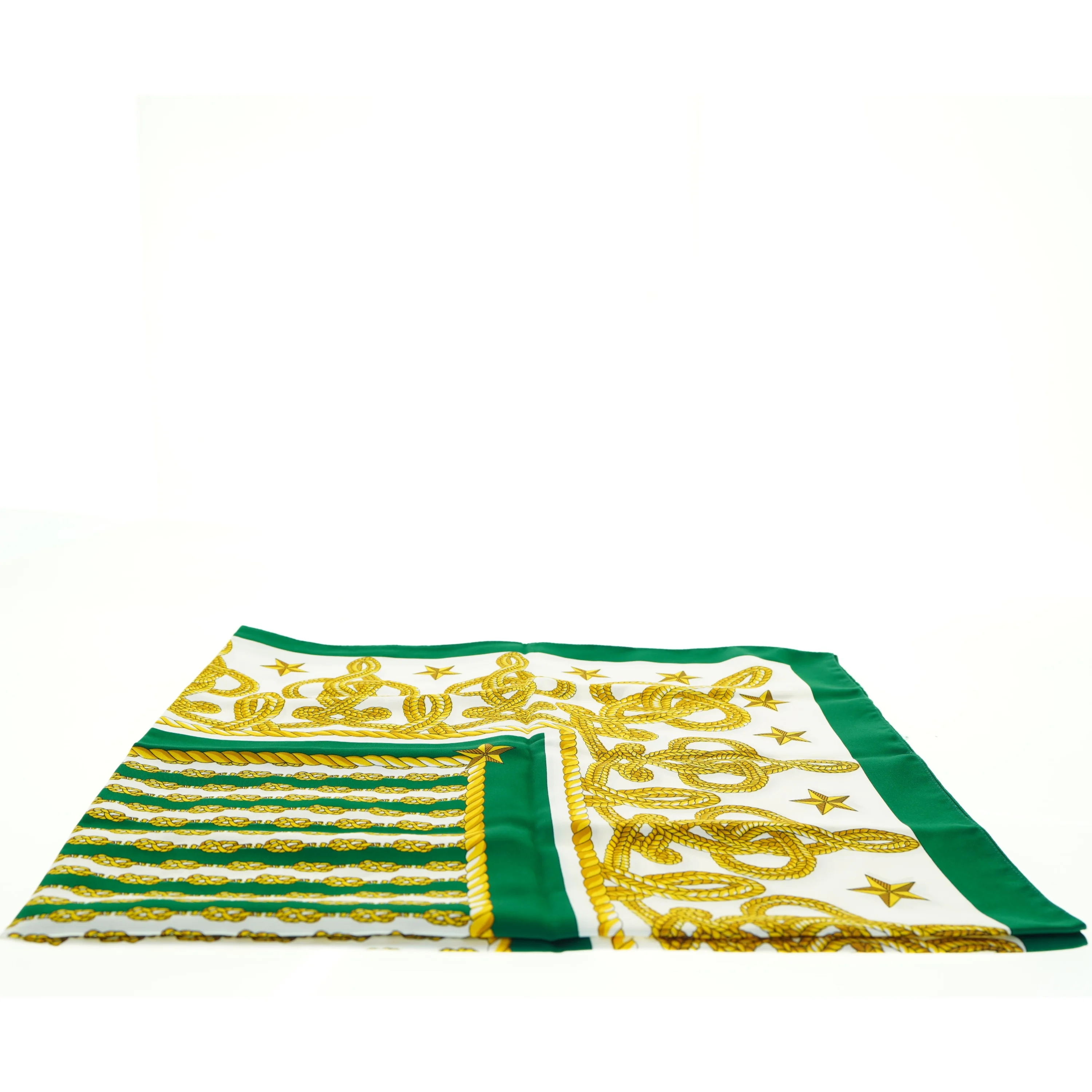 Dekorativ grøn og gul mønstret dug (str. 85 x 85 cm)