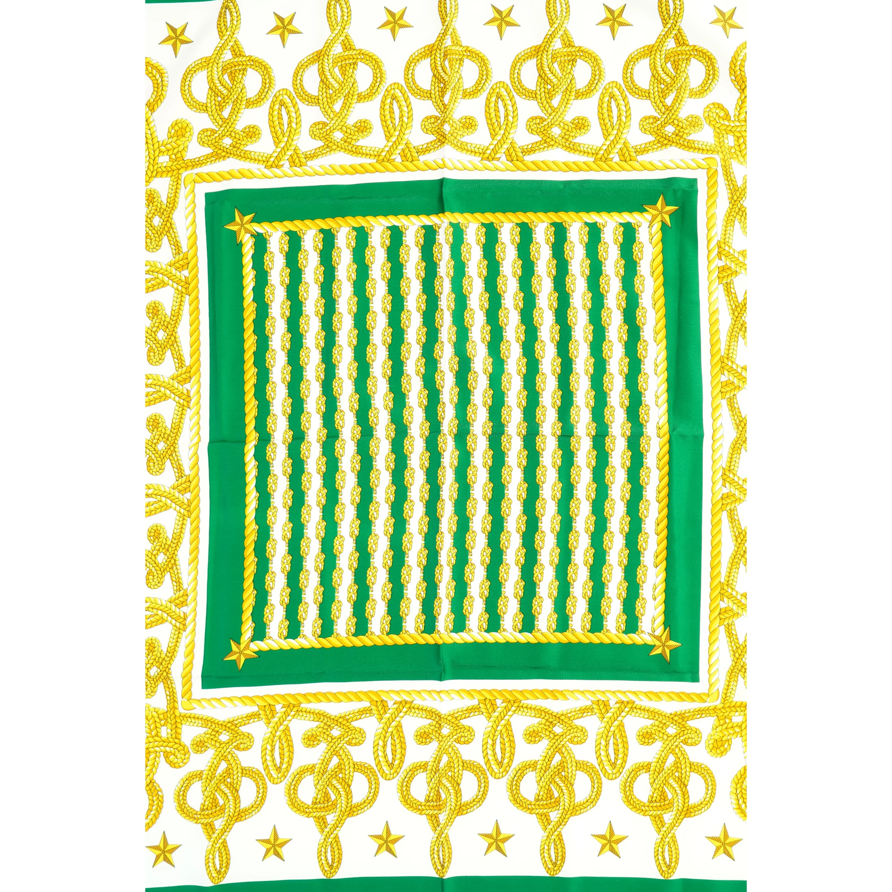 Dekorativ grøn og gul mønstret dug (str. 85 x 85 cm)