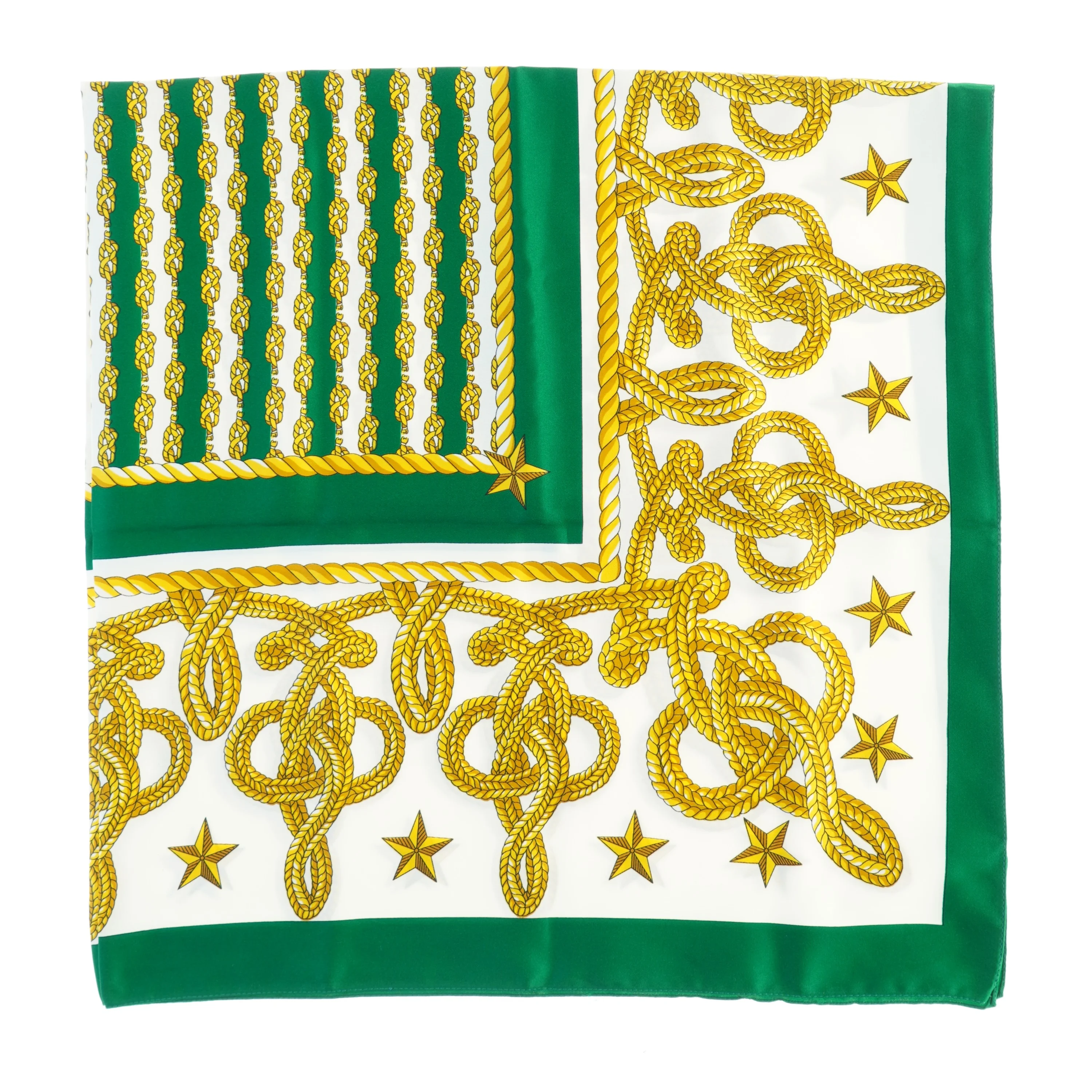 Dekorativ grøn og gul mønstret dug (str. 85 x 85 cm)