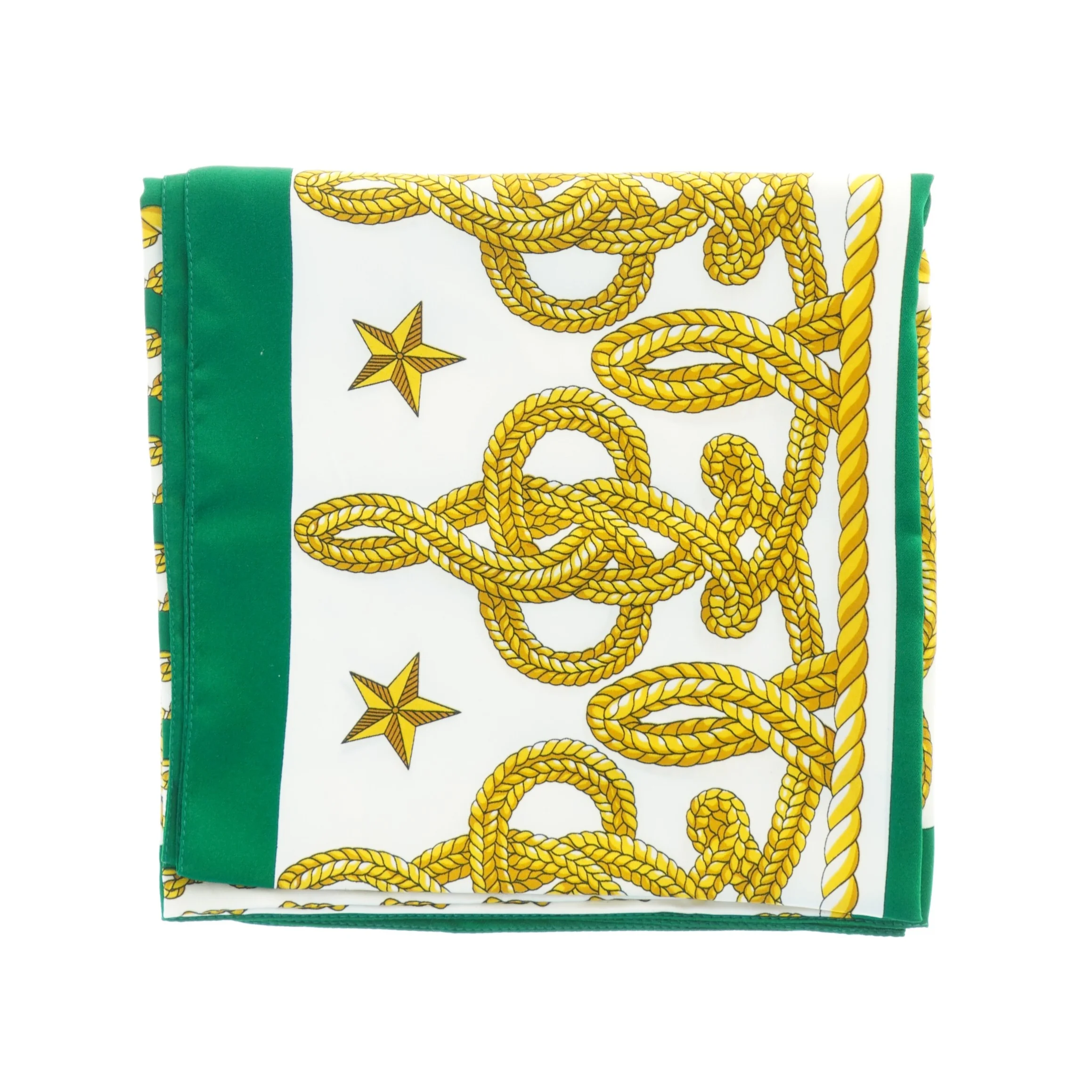 Dekorativ grøn og gul mønstret dug (str. 85 x 85 cm)