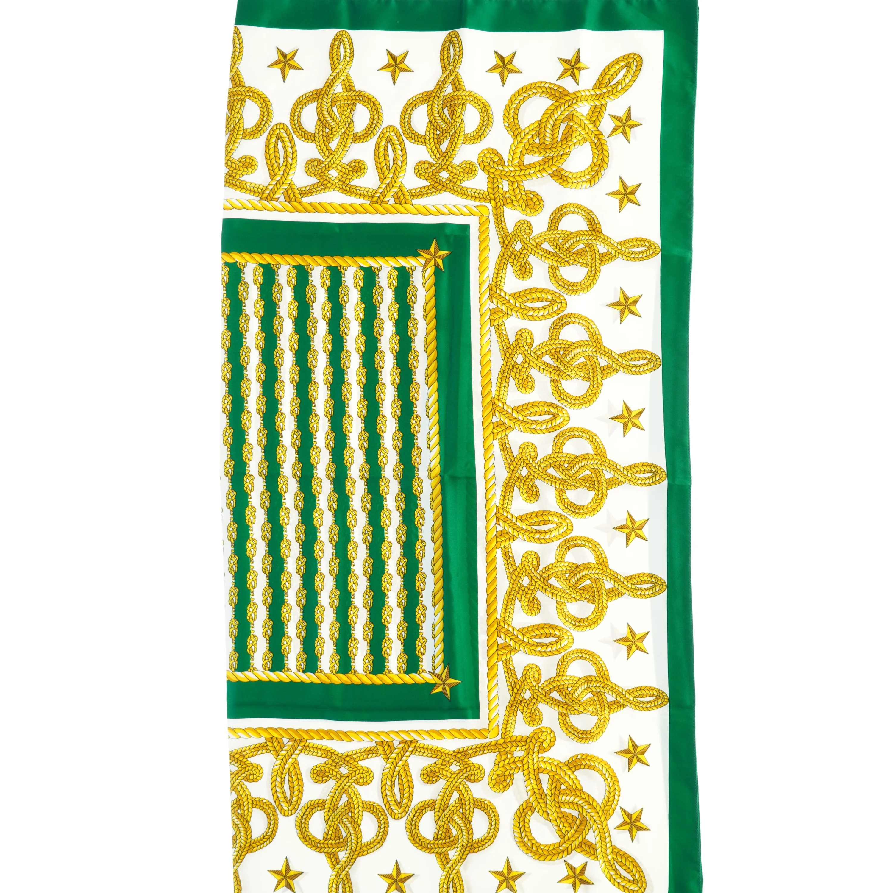 Dekorativ grøn og gul mønstret dug (str. 85 x 85 cm)