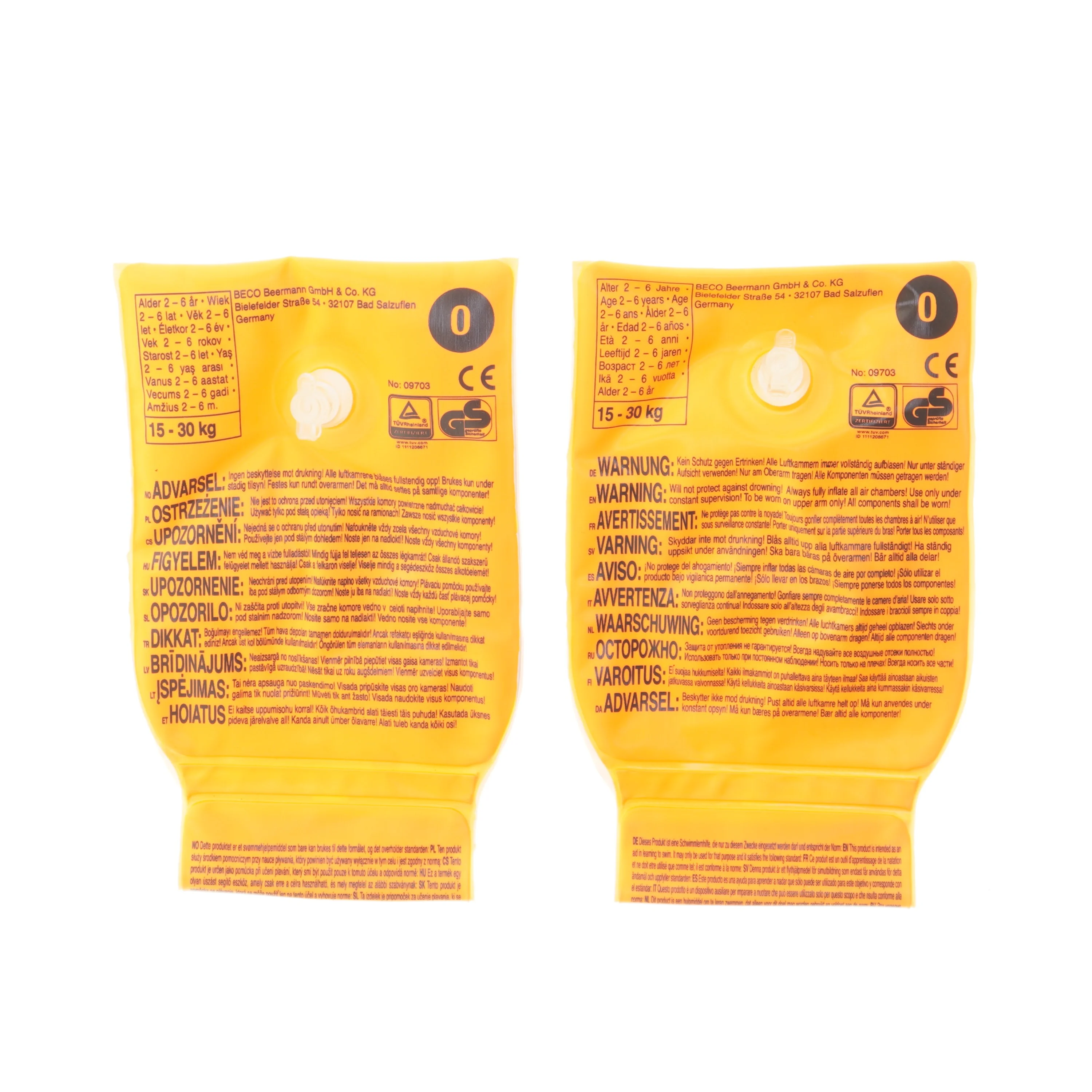 Oppustelige svømmeringe til børn fra BECO (str. 15x24 cm)