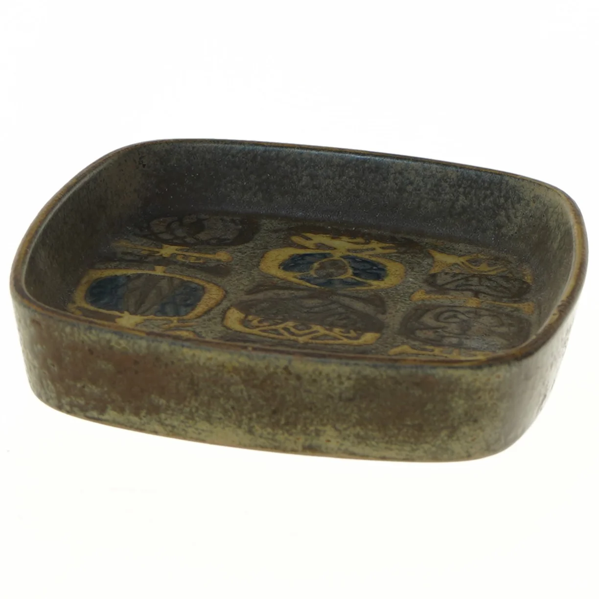 Kvadratisk porcelænsfad med mønster fra Royal Copenhagen (str. 3,5x15,5x15,5 cm)