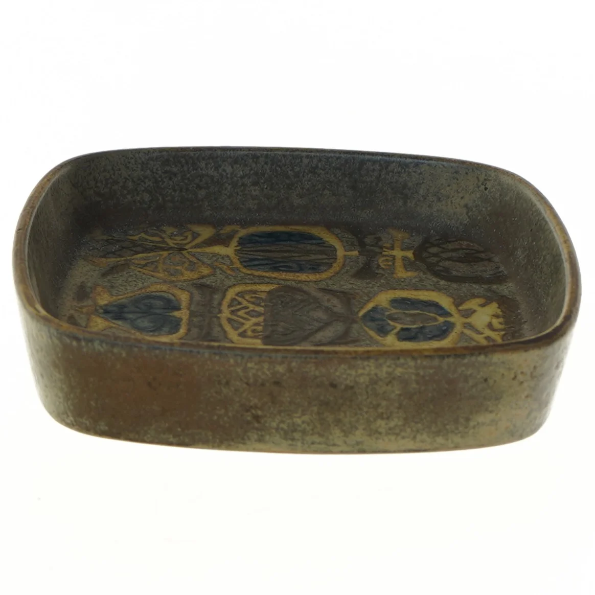 Kvadratisk porcelænsfad med mønster fra Royal Copenhagen (str. 3,5x15,5x15,5 cm)