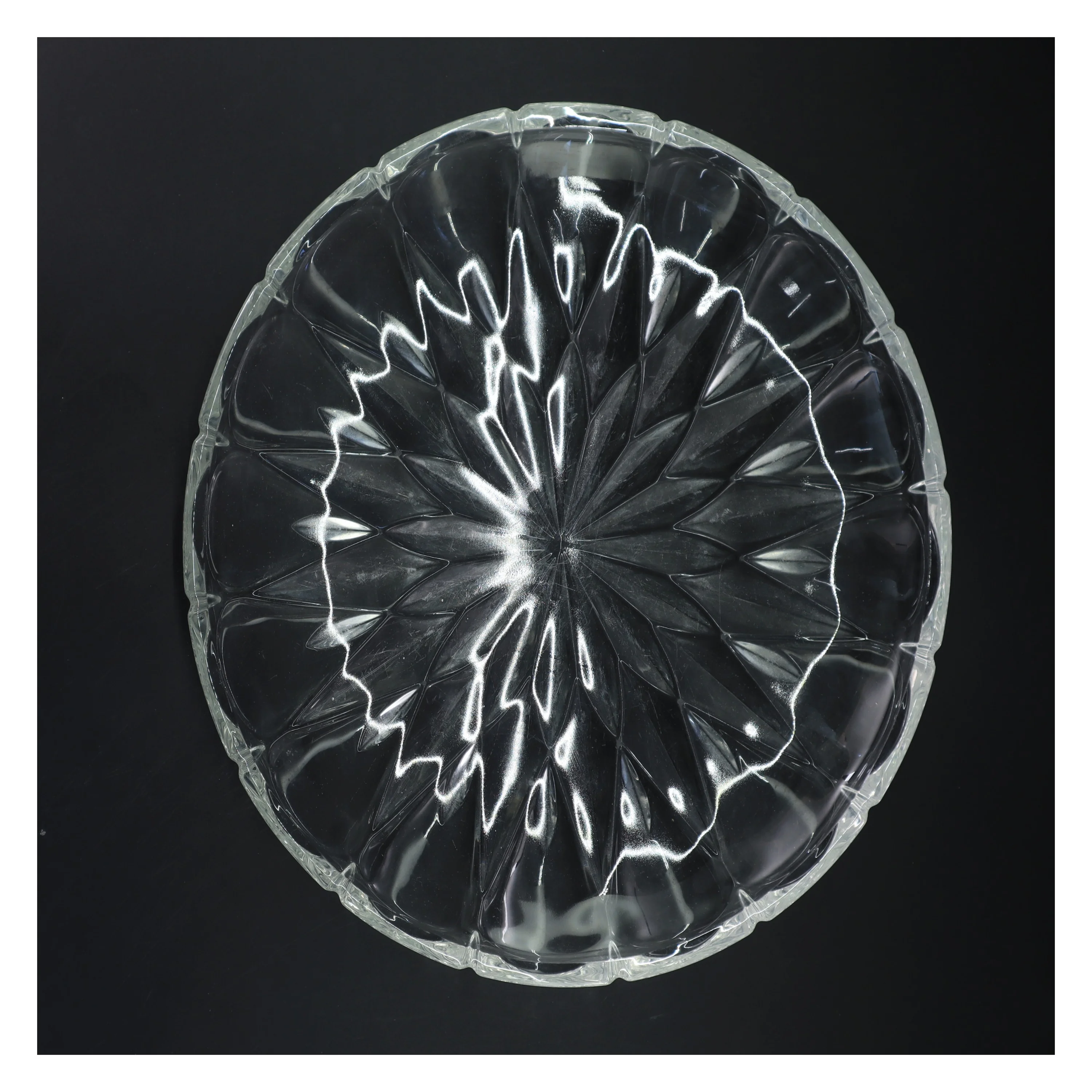 Dekorativt glasfad (str. Ø 30,5 cm)