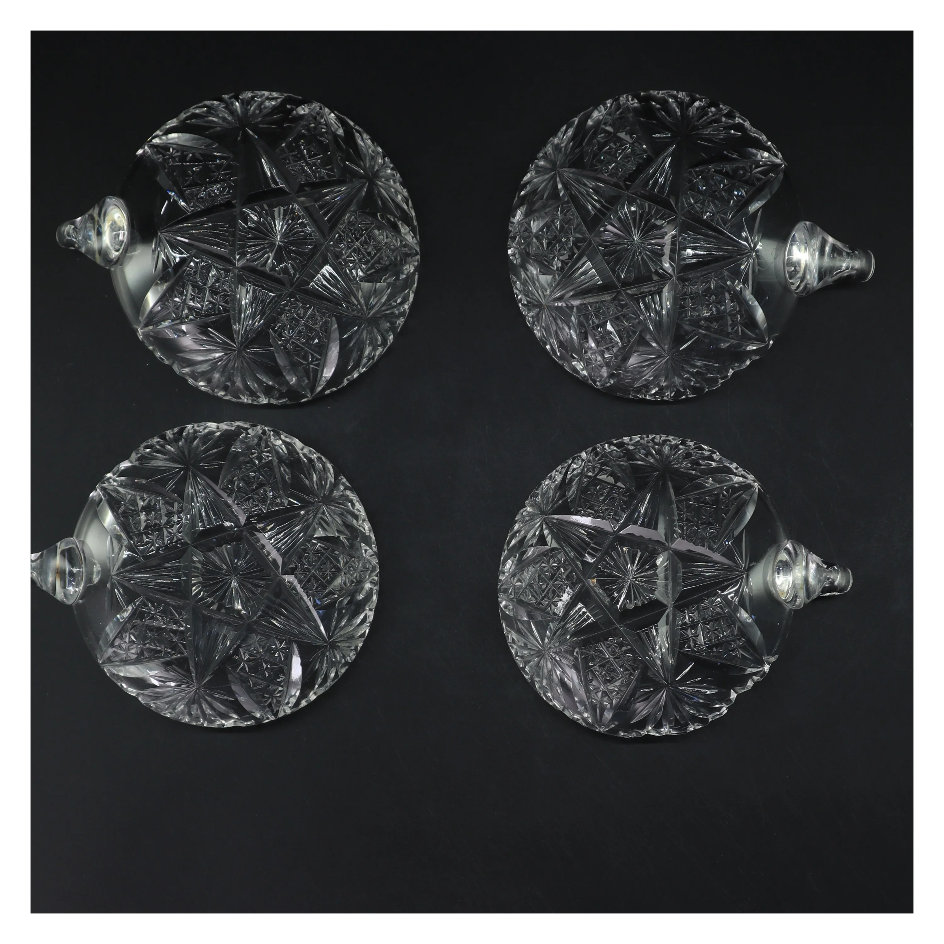 Krystal skåle med håndtag (str. 4 stk Ø 12 cm)