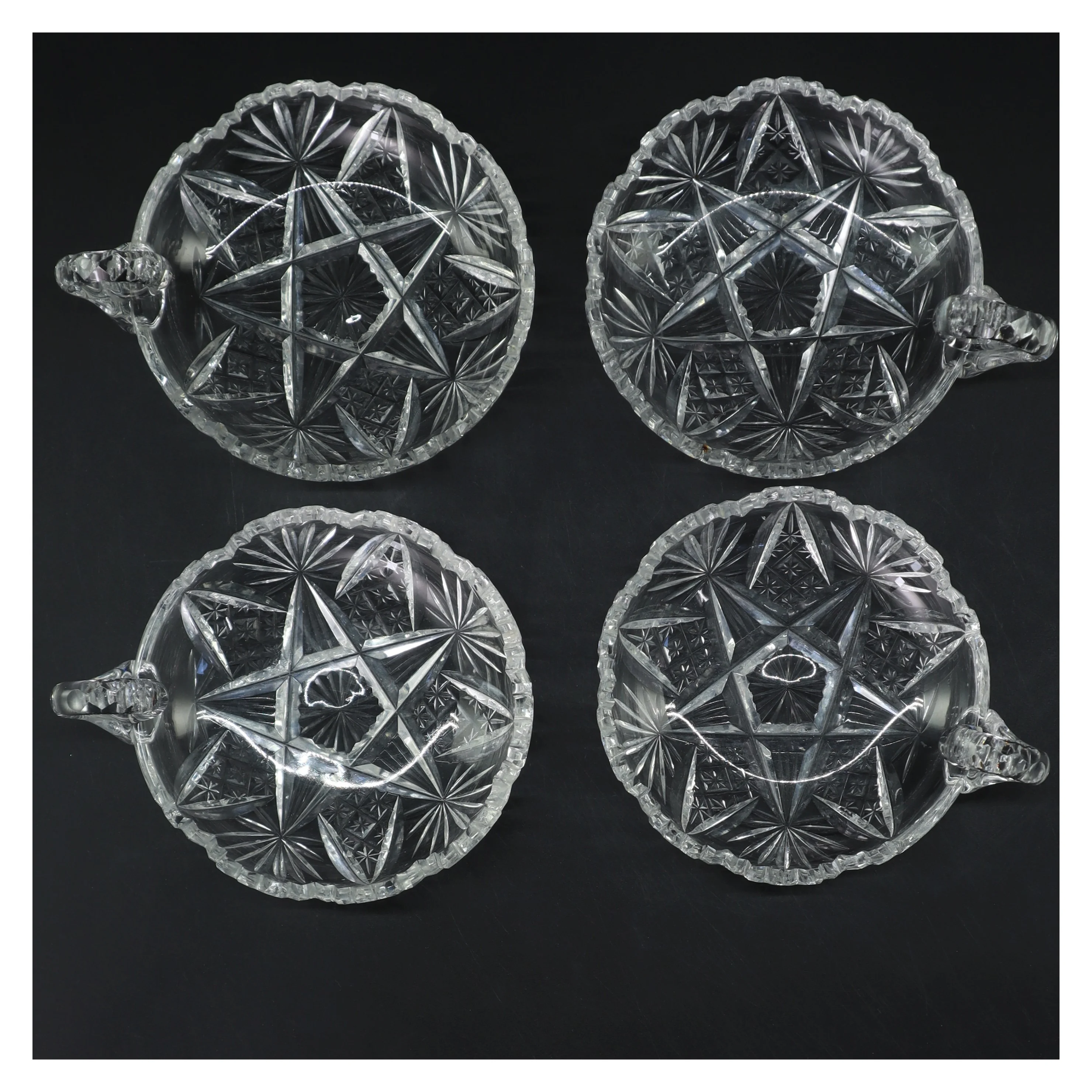 Krystal skåle med håndtag (str. 4 stk Ø 12 cm)