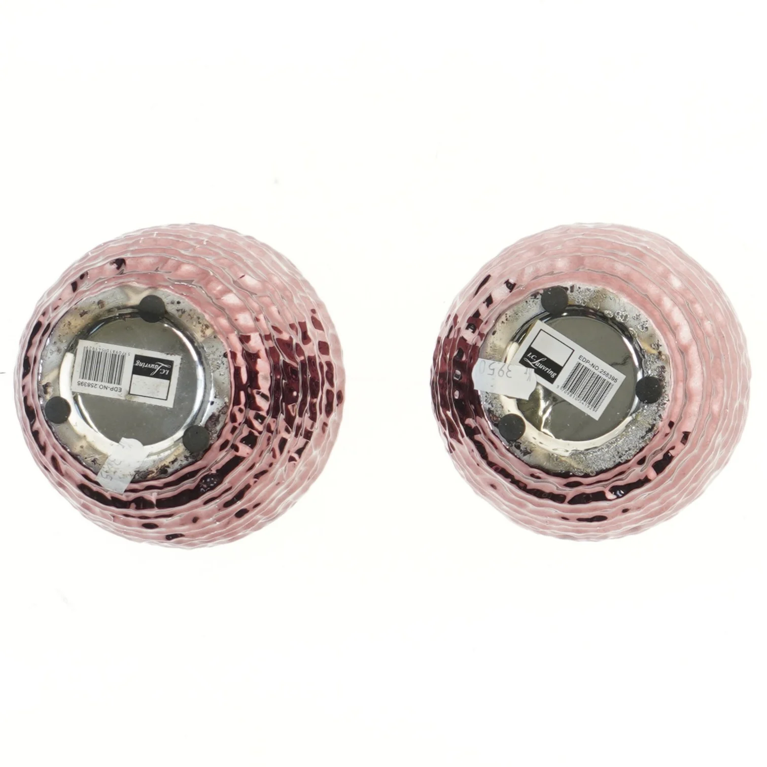 Lyserøde vaser fra I. C. Lauvring (str. 2 styk, 12x13,5 cm)