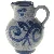 Keramikkande med blåt motiv (str. 14,5 cm)