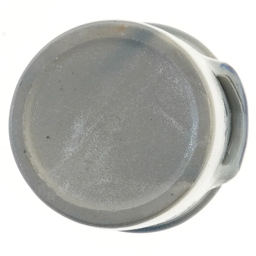 Keramik krukke med blåt mønster (str. Ø 14,5 cm længde 16 cm)