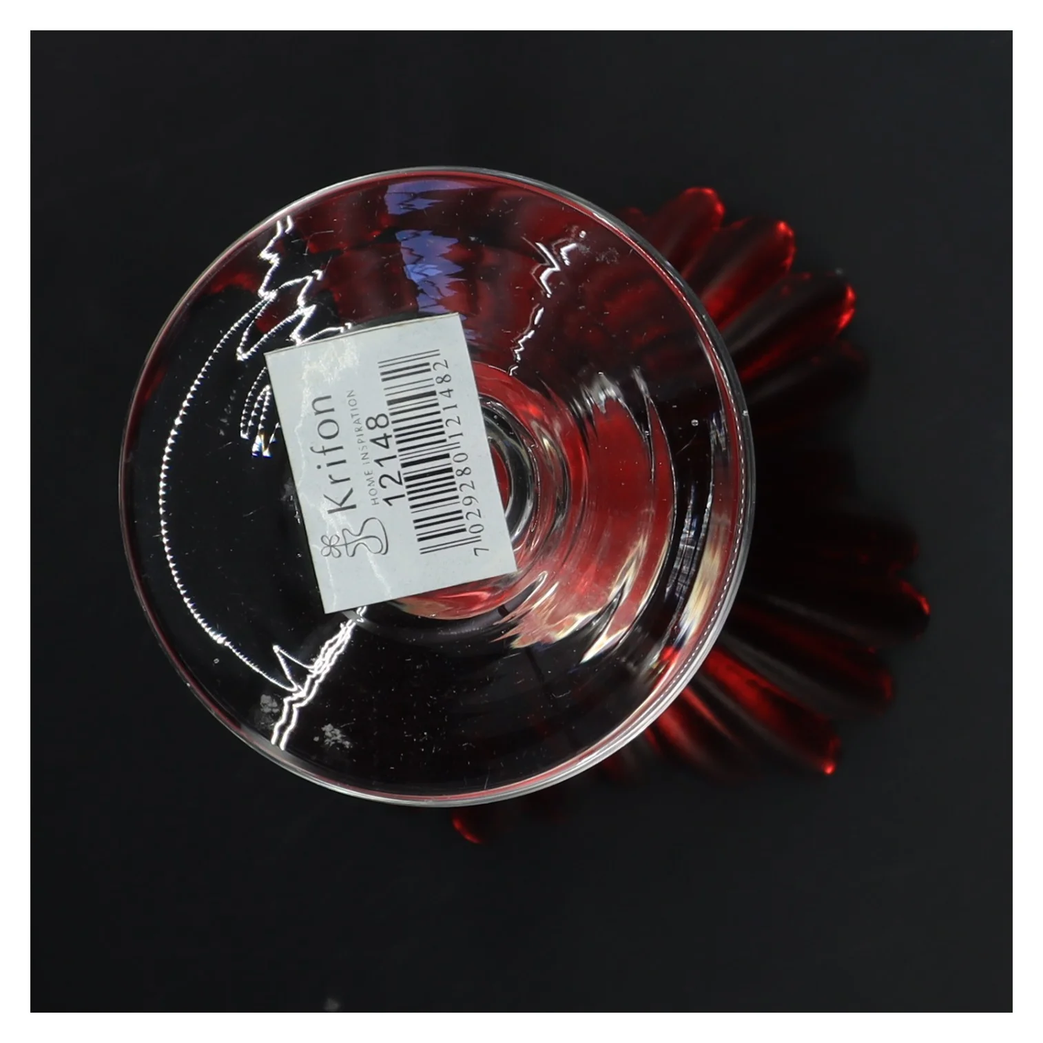 Rød glasvase på fod fra Krifon (str. 11x20 cm)