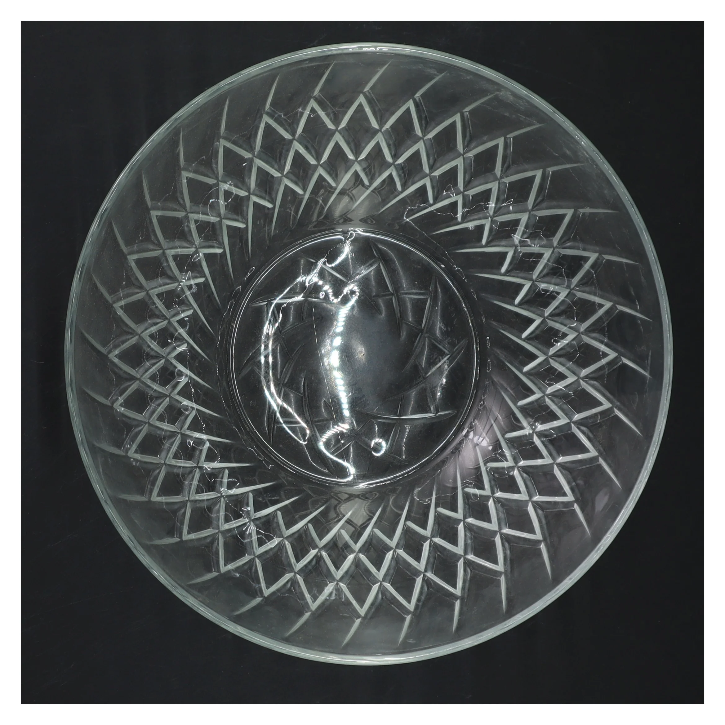 Glas skål med mønster (str. Ø 20 cm)