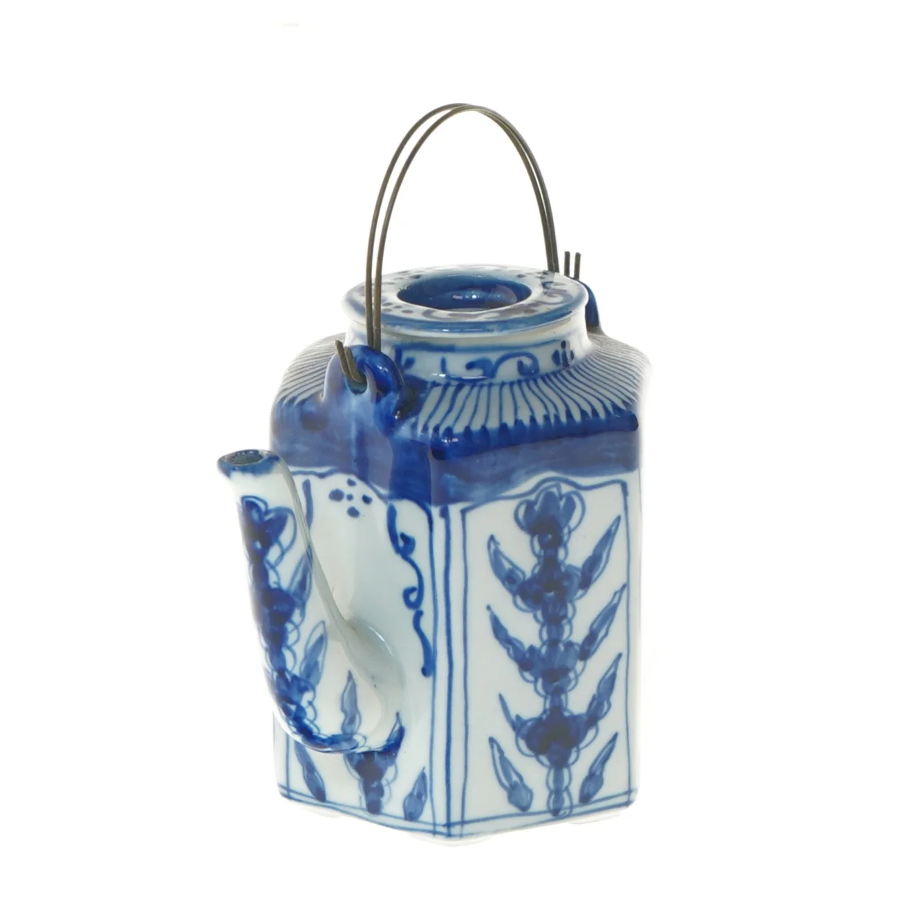 Keramisk tekande med blå mønstre (str. 13 cm)