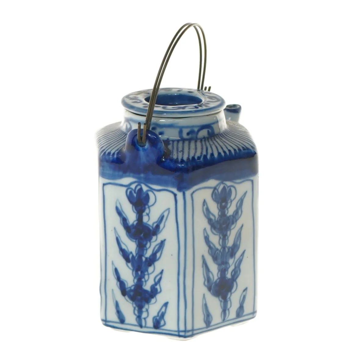 Keramisk tekande med blå mønstre (str. 13 cm)