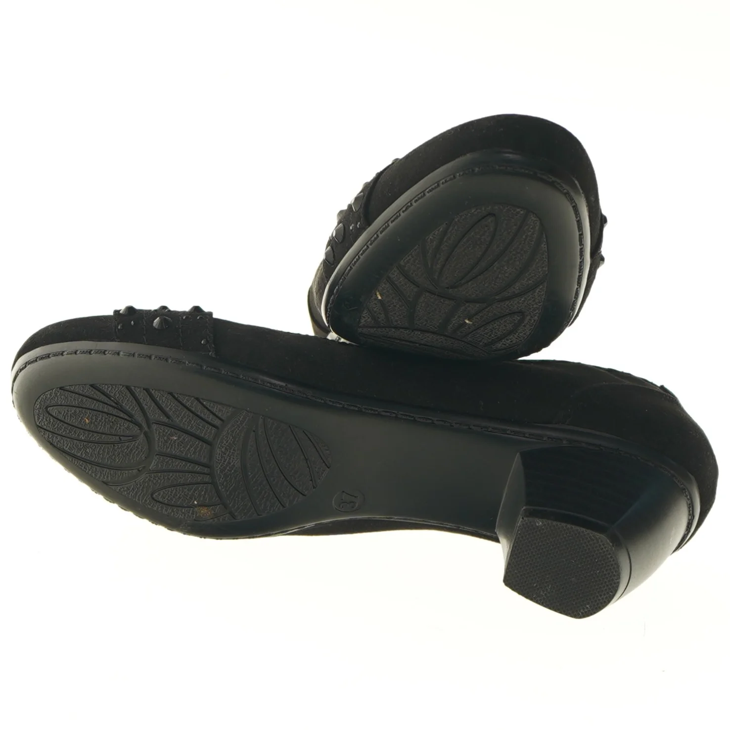 Sorte damesko med hæl og pynt fra Sprox (str. 37 )