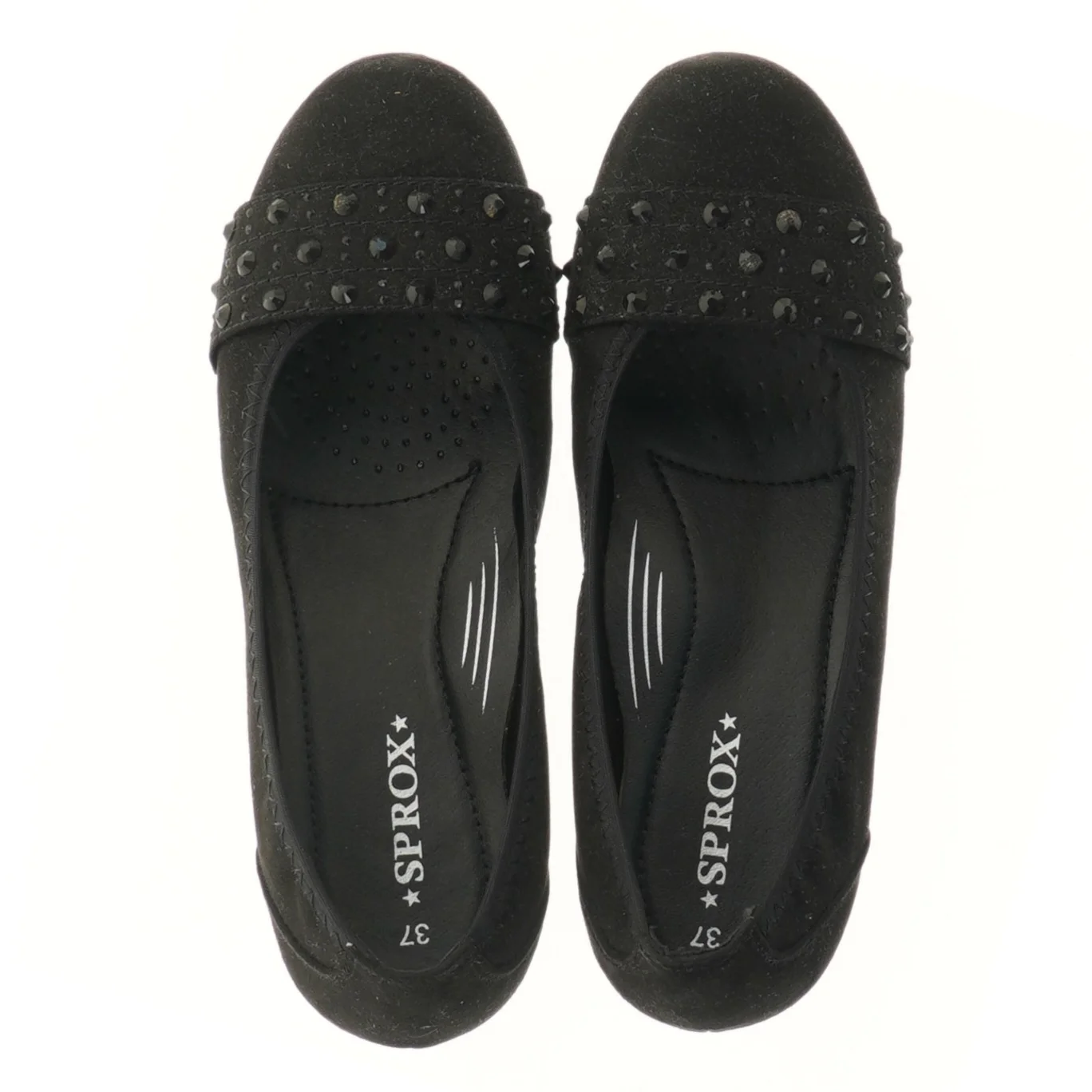 Sorte damesko med hæl og pynt fra Sprox (str. 37 )