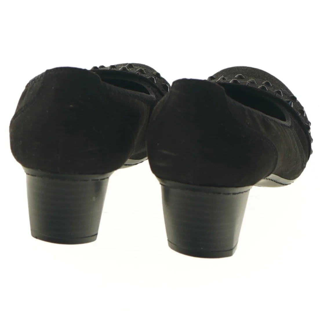 Sorte damesko med hæl og pynt fra Sprox (str. 37 )