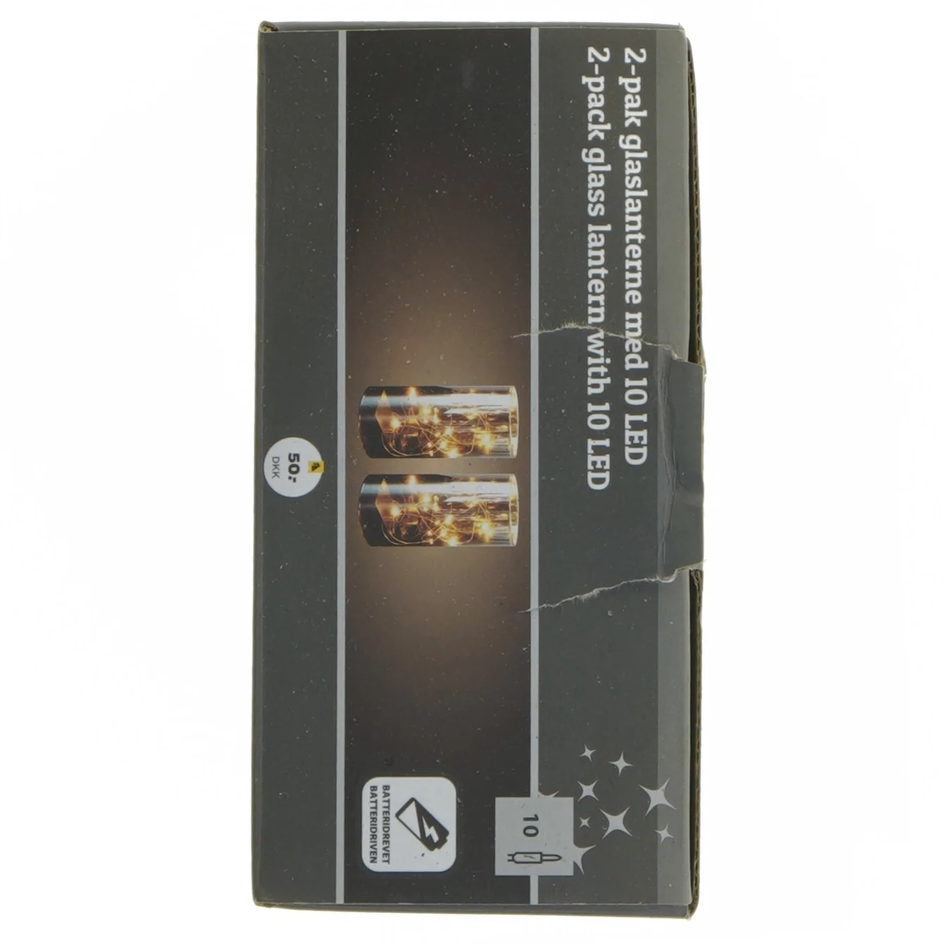 2-pak glaslanterne med LED fra Netto (str. 15 cm. 2 styk)