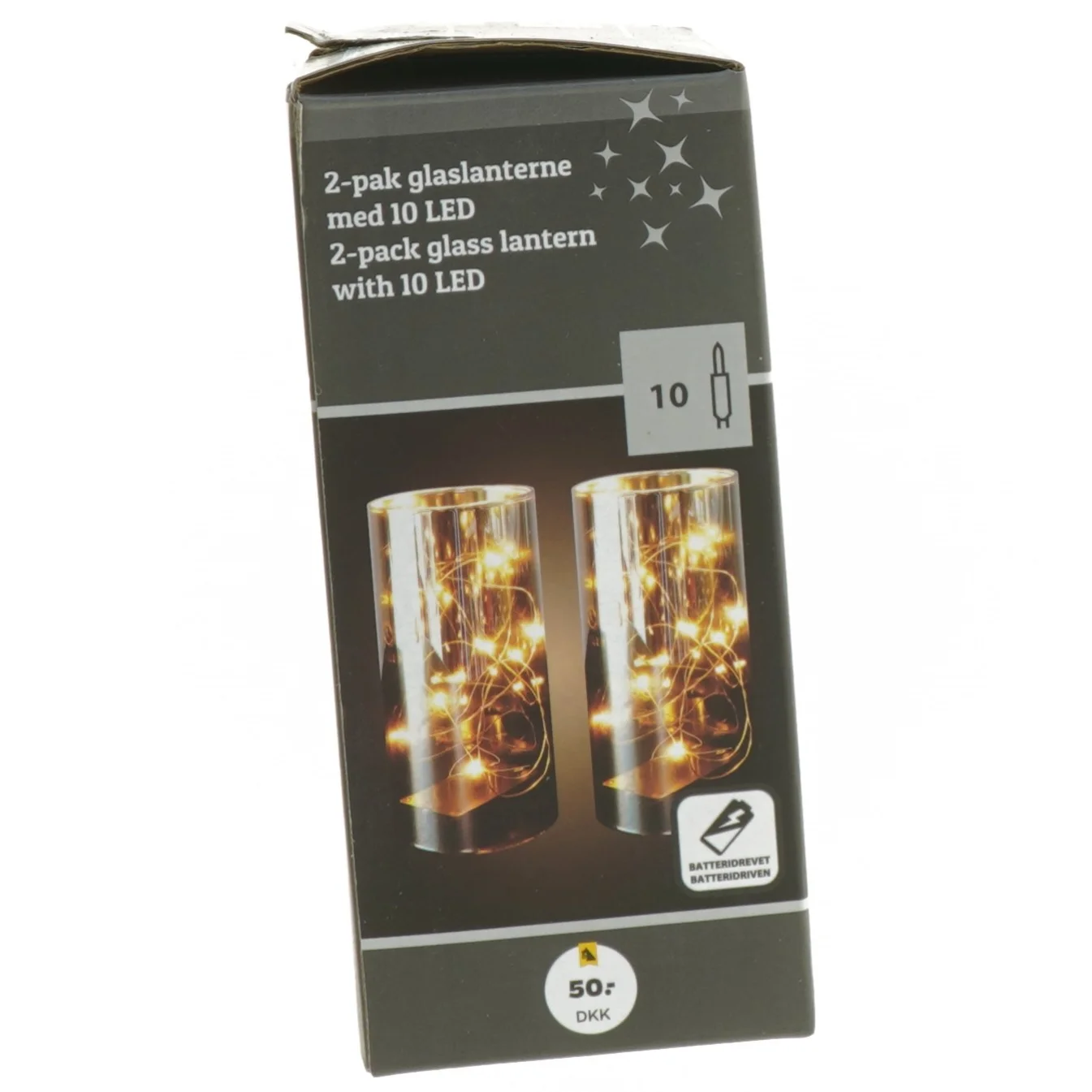 2-pak glaslanterne med LED fra Netto (str. 15 cm. 2 styk)