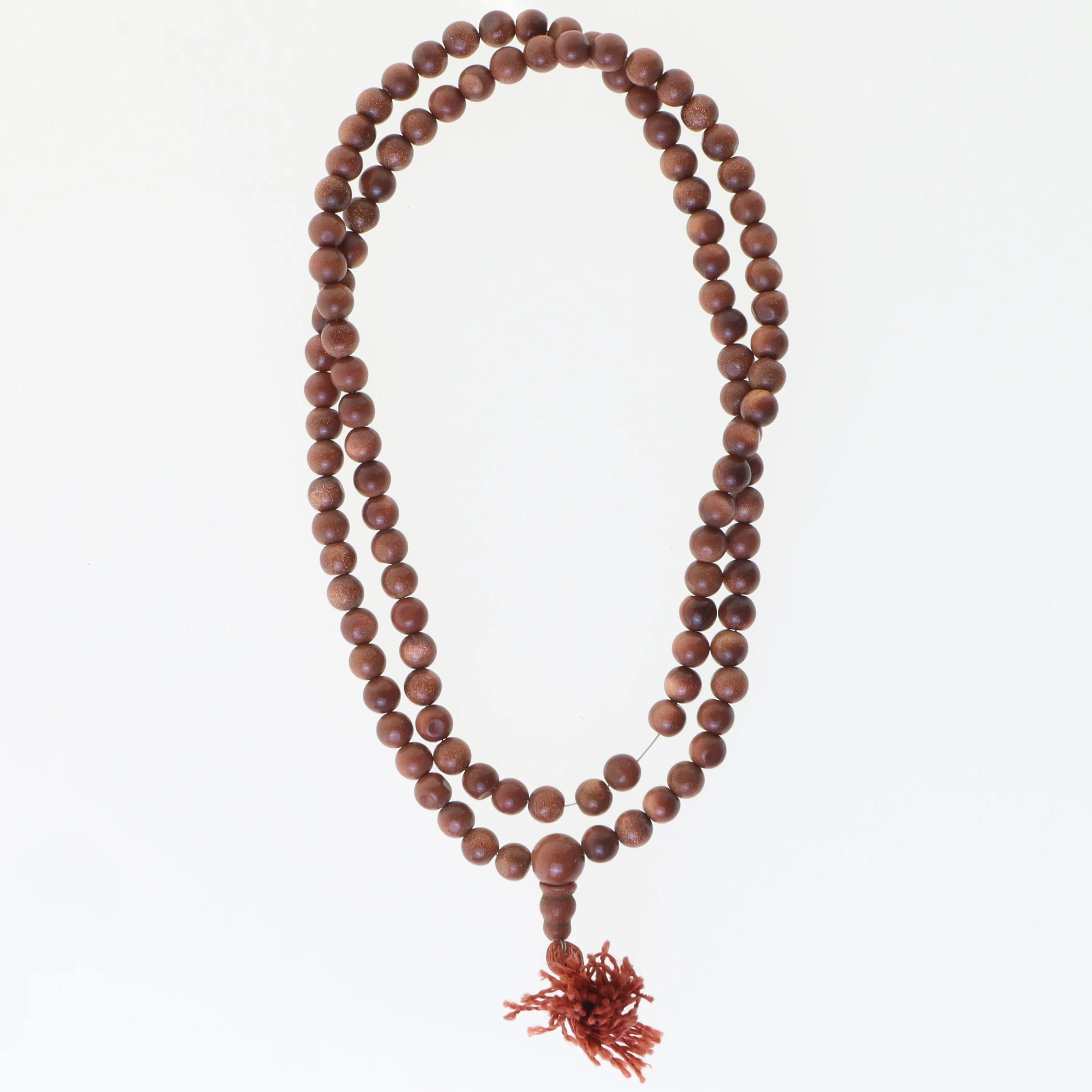 Rødt perlekæde med kvast (str. 70 cm)