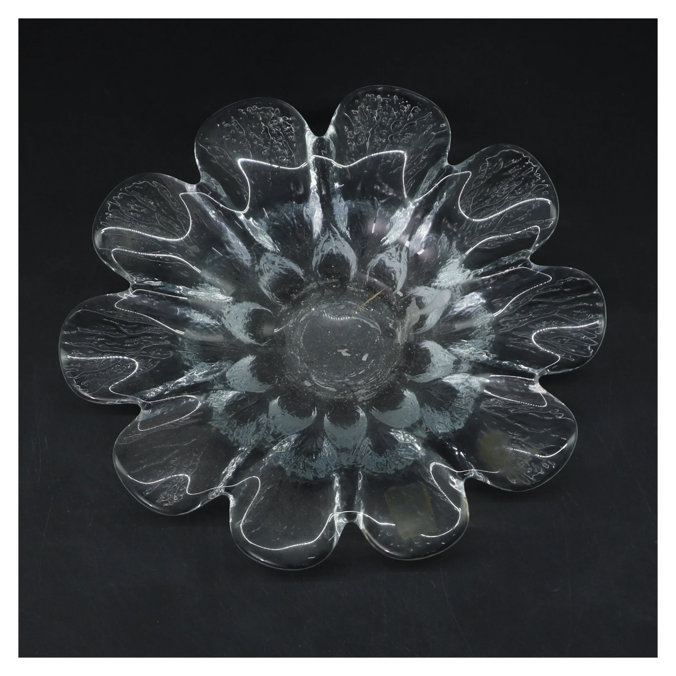 Glas skål med blomsterkant (str. 18,5 cm)