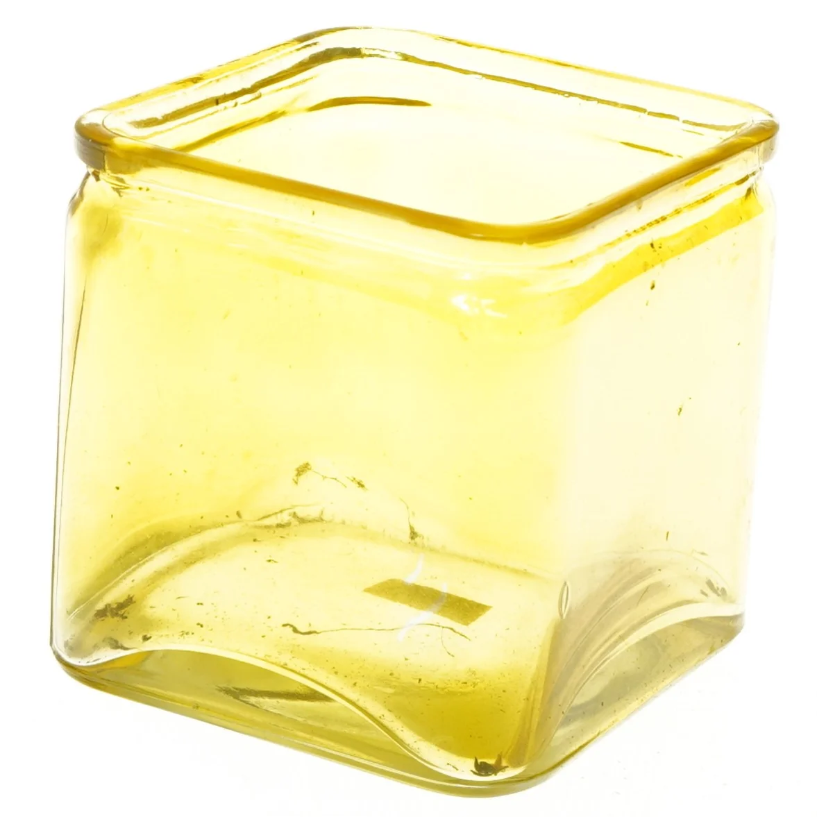 Gul glasvase (str. 12x12x12 cm)