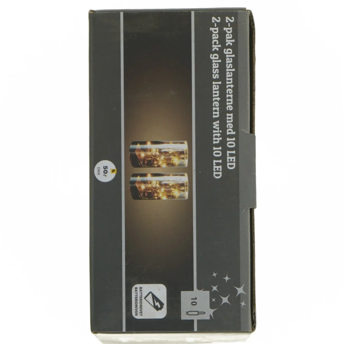 2-pak glaslanterne med 10 LED fra Netto (str. 15 cm. 2 styk)