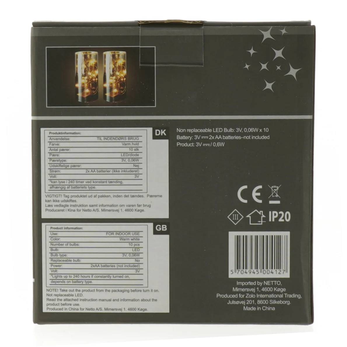 2-pak glaslanterne med 10 LED fra Netto (str. 15 cm. 2 styk)