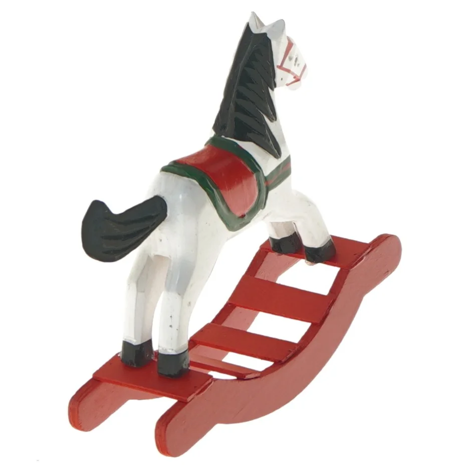 Træ gyngehest dekoration (str. 13,5x4x14,5 cm)