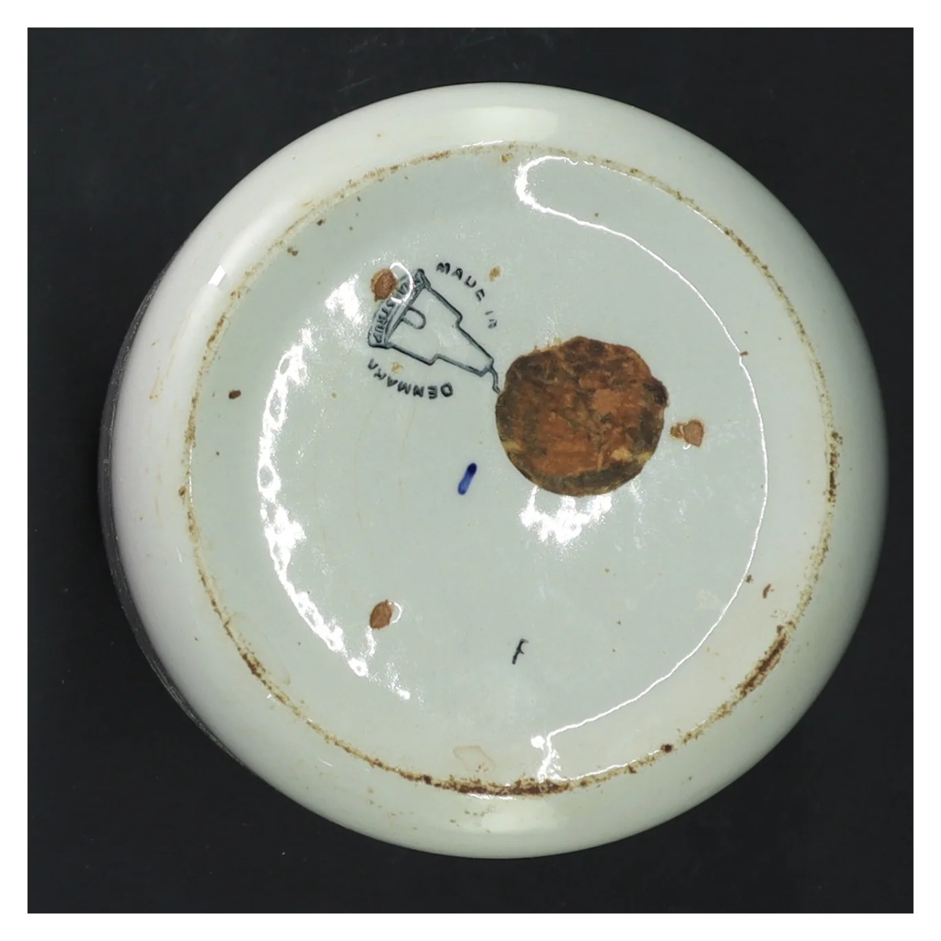 Keramisk kaffedåse med trælåg fra Knabstrup (str. Ø 12 cm, 13 cm)