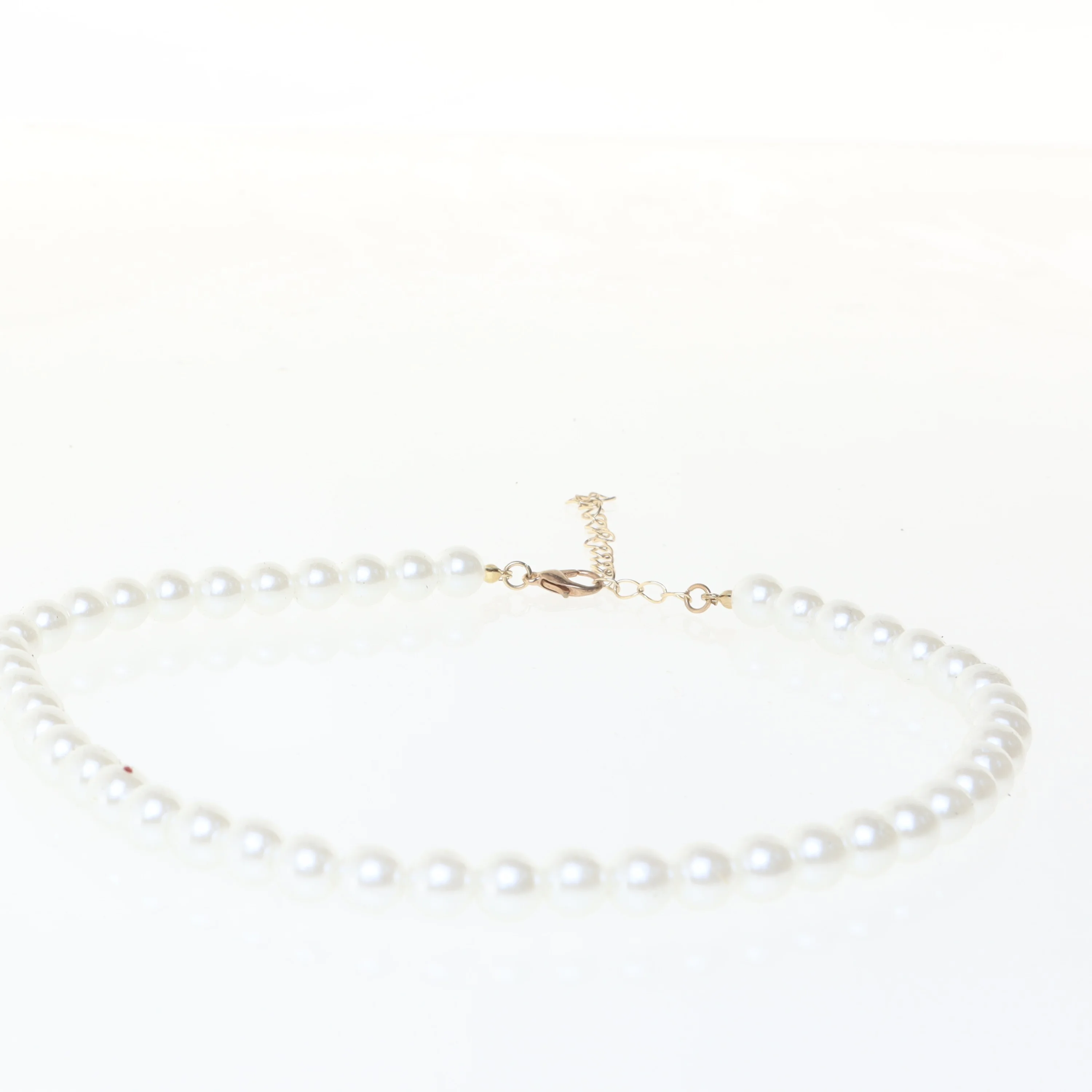 Perlehalskæde med justerbar kæde (str. 46 cm)