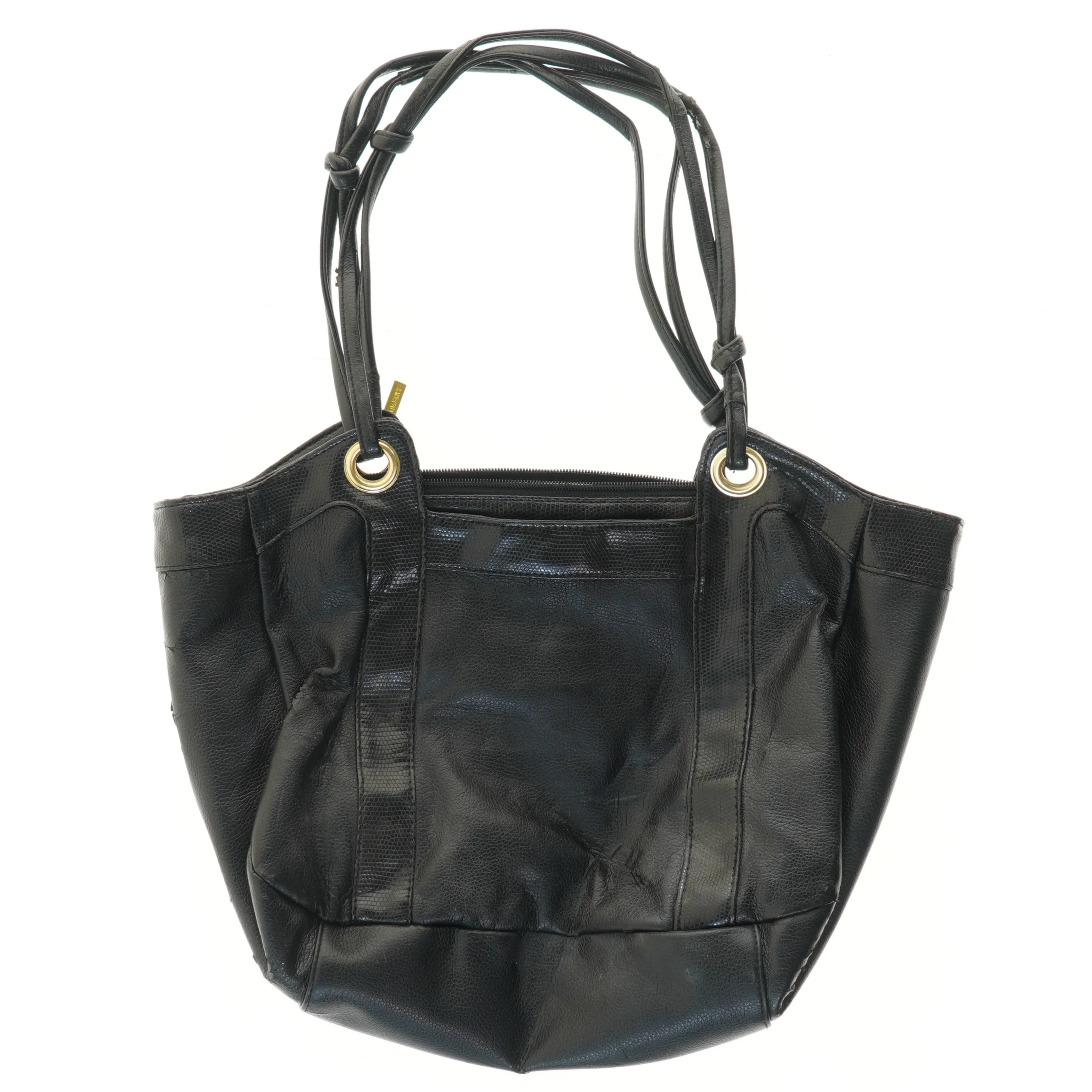 Sort skuldertaske med metalringe fra Friis & Company (str. 42x34 cm)