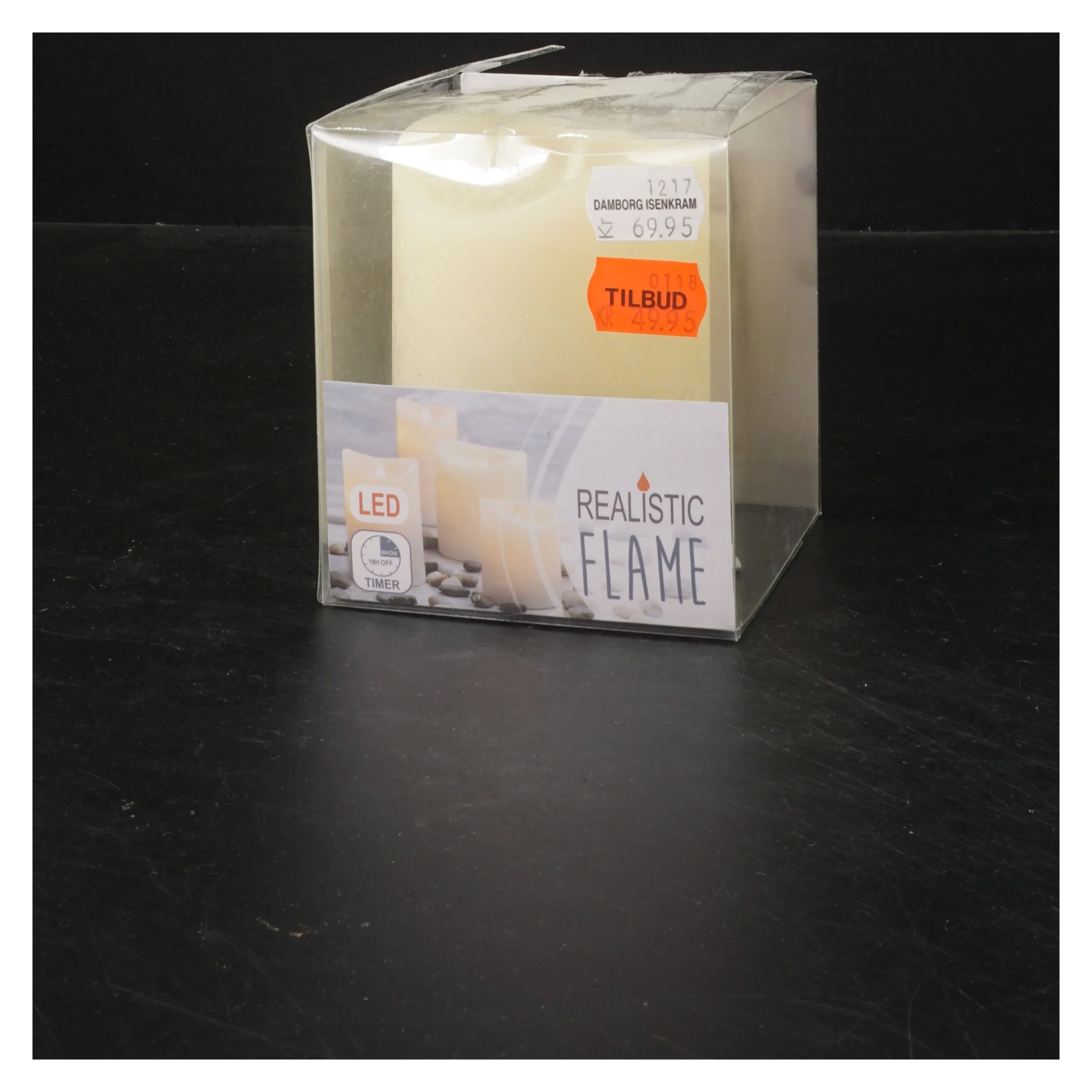 LED stearinlys med timer fra Realistic Flame (str. 10x7,5 cm)