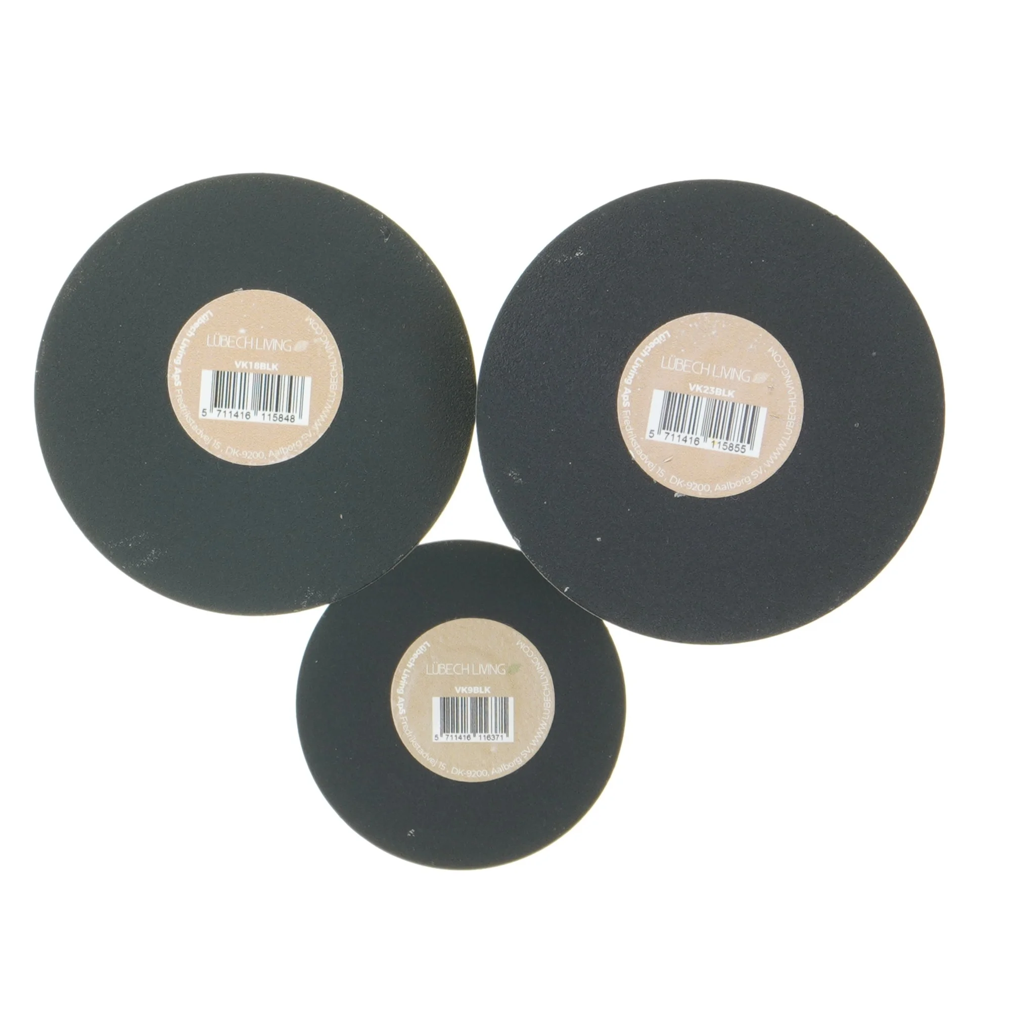 Sæt af 3 sorte lysestager fra Lübech Living (str. 23,5x18,5x9,5 cm)