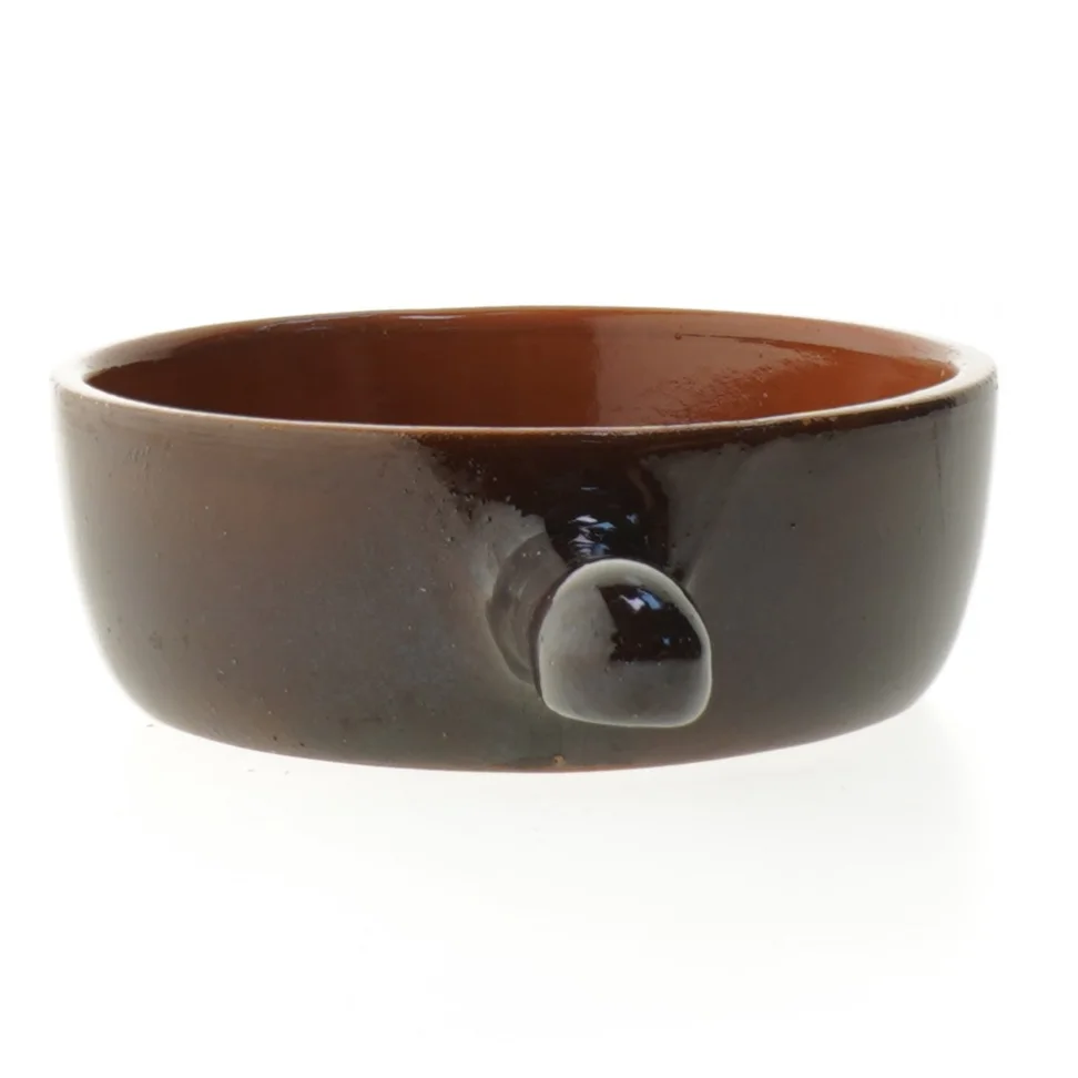 Keramisk bradepande med håndtag (str. 22x5 cm)