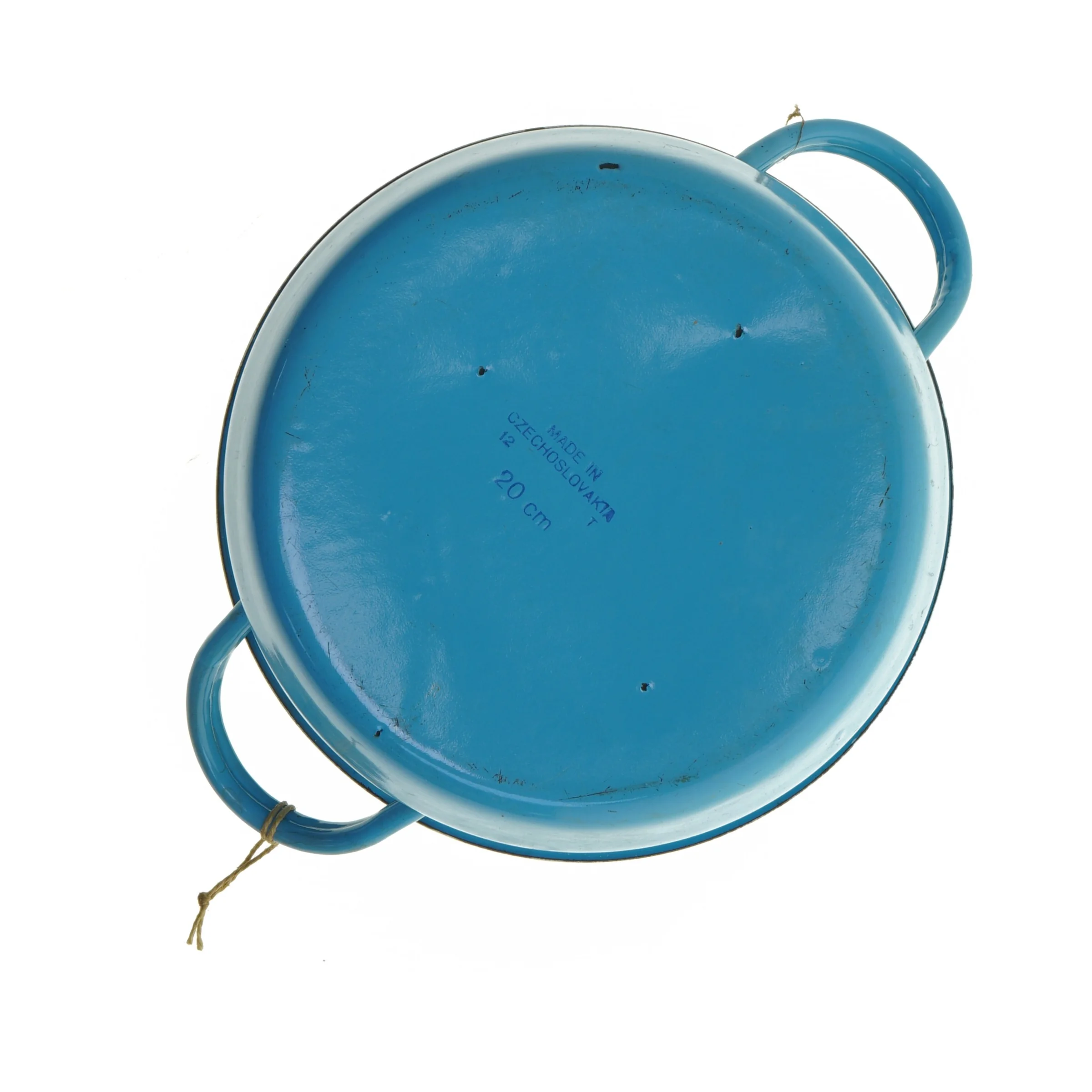 Blå emaljeret gryde med låg (str. 11x20 cm)