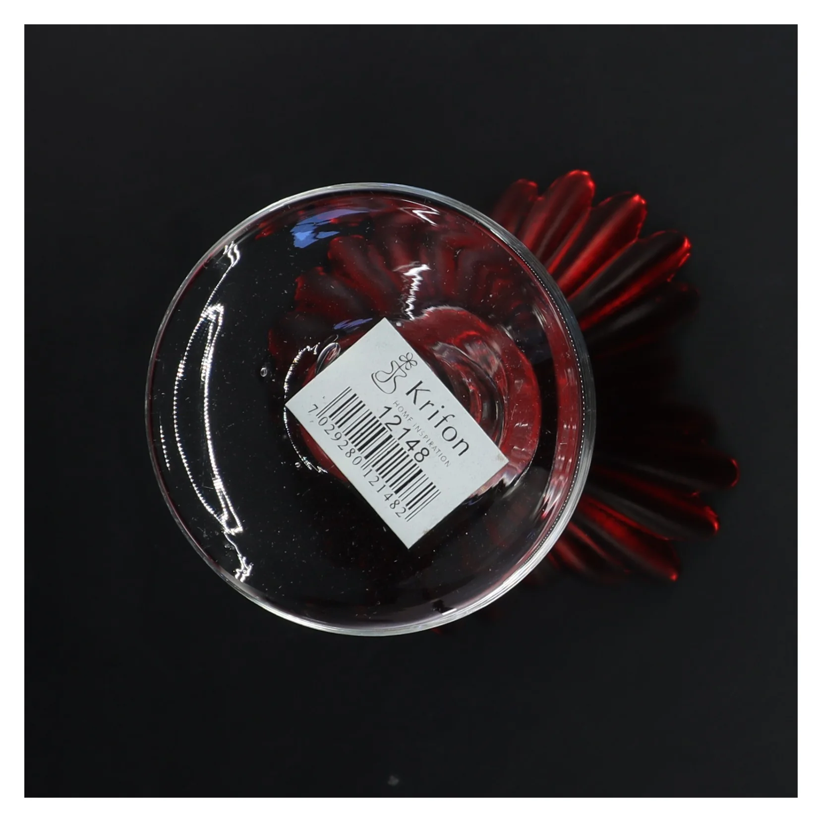 Rød glas lysestage fra Krifon (str. 11x20 cm)