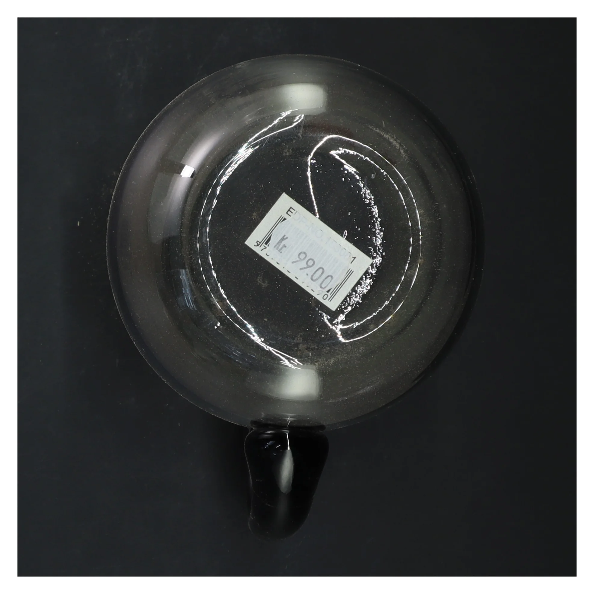 Glas kande med grøn kant (str. 17x13 cm)