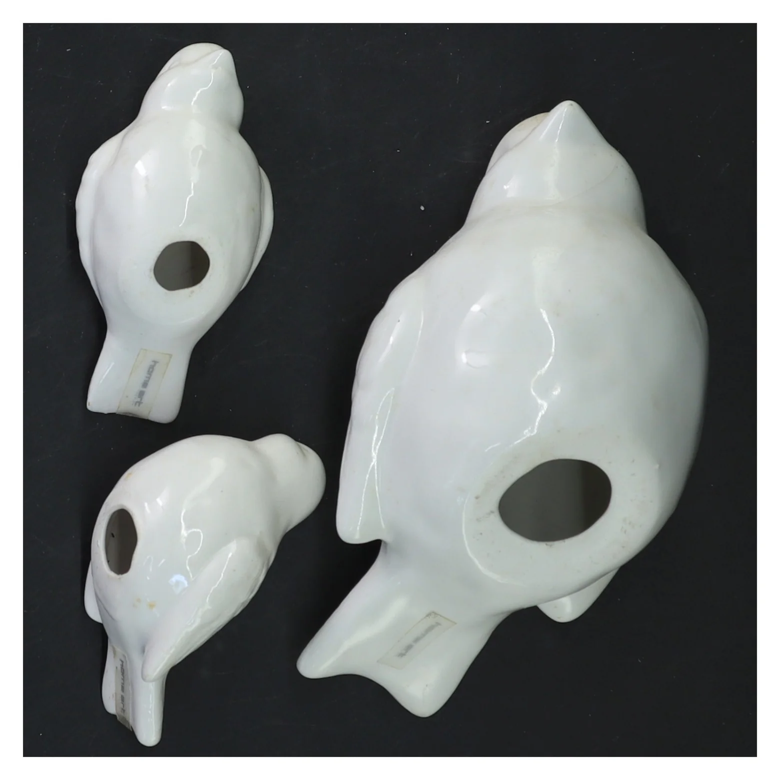 Hvide keramik fuglefiguriner fra Home Art (str. 11 og 7 cm)