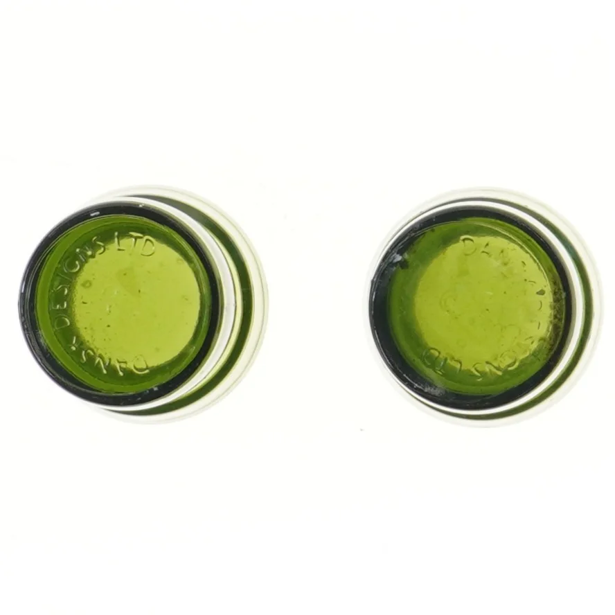 Grønne glaslysestager (str. 2 stk Ø 7,5 cm længde 6,5 cm)