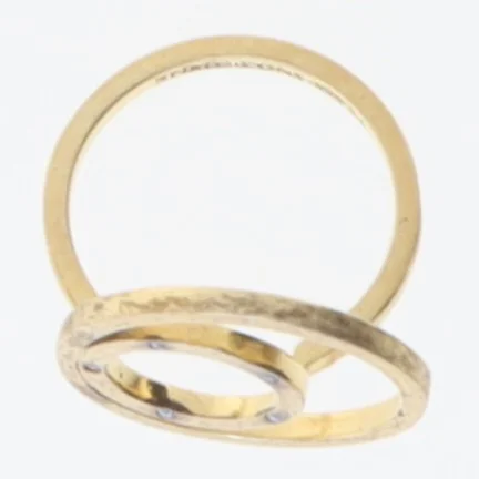 Guldring med diamanter i sterling sølv (str. 54 mm)